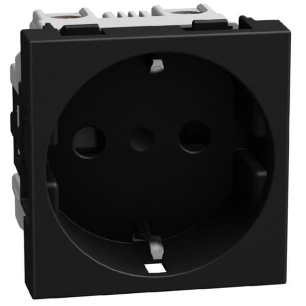 German standard socket 2P+E 16 A 250 V - 2 modules - dark