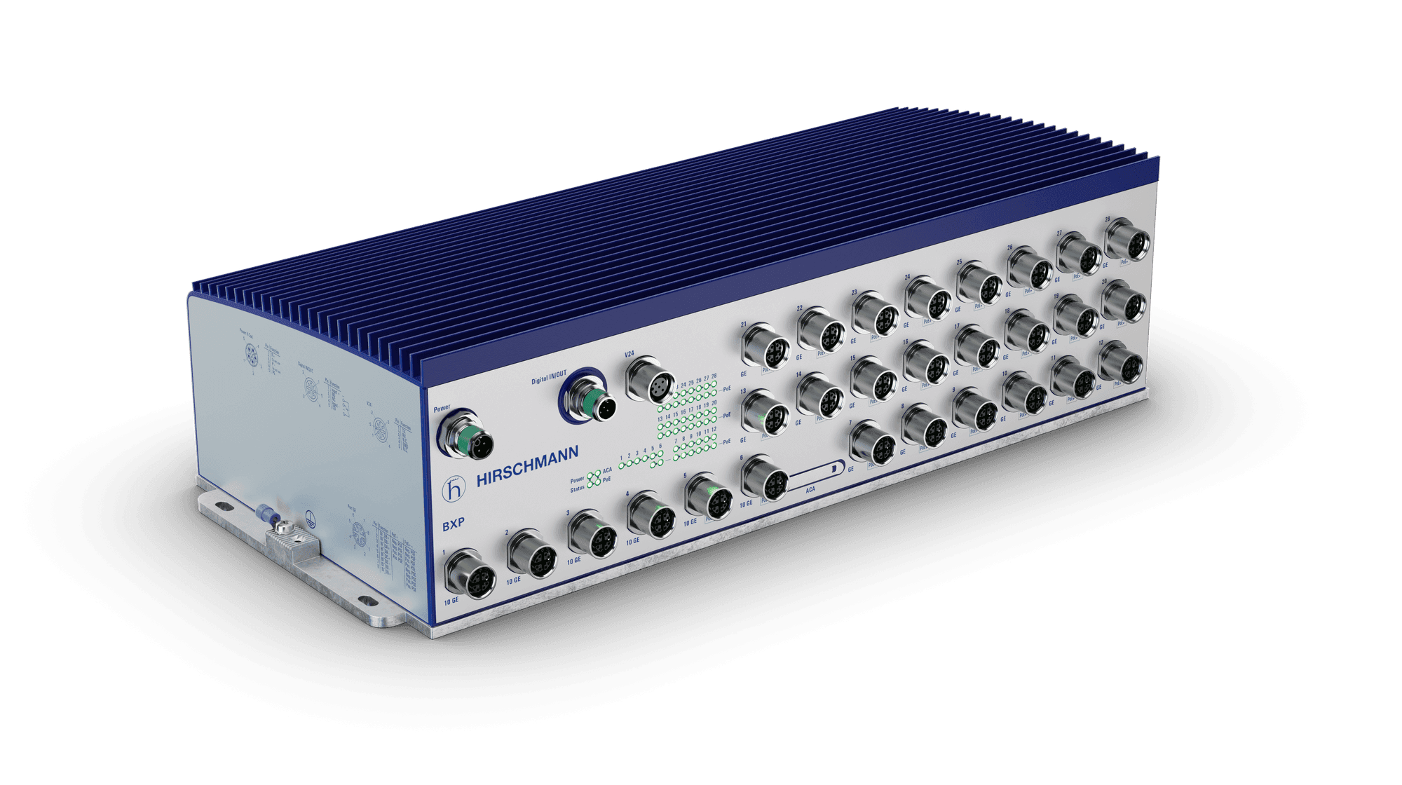 6 x 1/2.5/10 Gbit/s TX + 22 x 10/100/1000 Mbit/s TX, PoE/PoE+/PoE ++, with Bypass relay, 110 VDC, -4