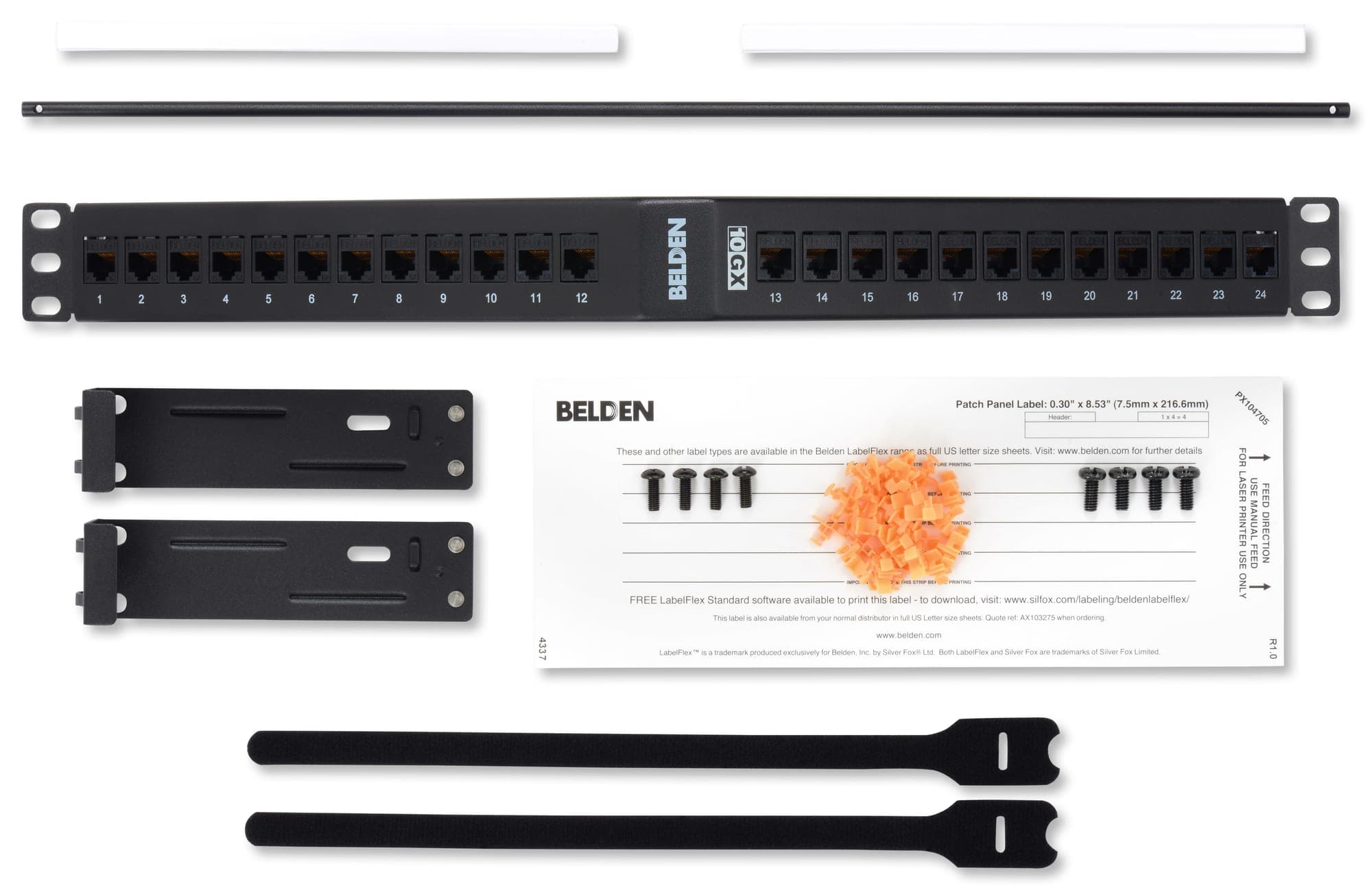 AX105363-10GX Angled Patch Panel 24 Port 1U-Preloaded-UTP