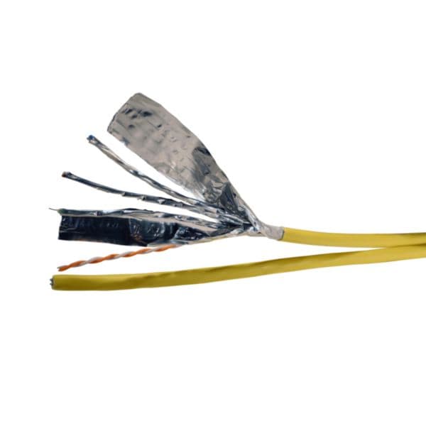 Cable category 6A F/FTP 4 twisted pairs LSZH Euroclass Dca 500 meters yellow