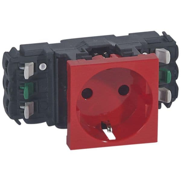 Mosaic™ - 2P+E socket prog for DLP trunking - automatic terminals - German std -red