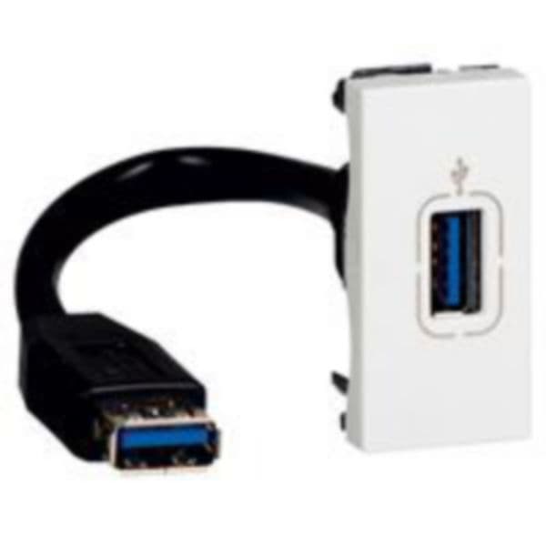 Arteor™ - USB female 2.0 socket - preterminated - with a 15 cm cord - 1 module - White