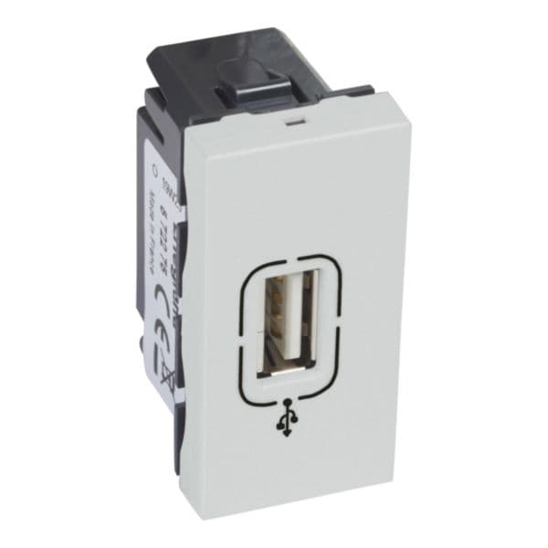 Arteor™ - USB data female socket 1 module square - Soft Alu