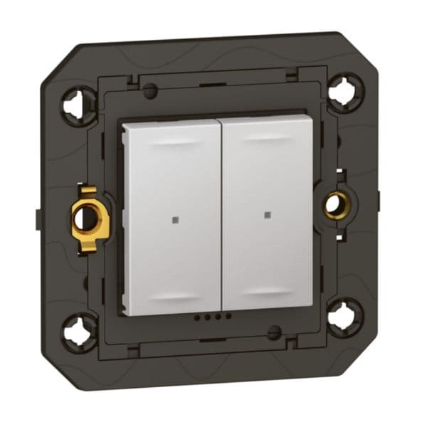 Arteor™ - BS wired light switch 2 gang without neutral Soft Aluminium