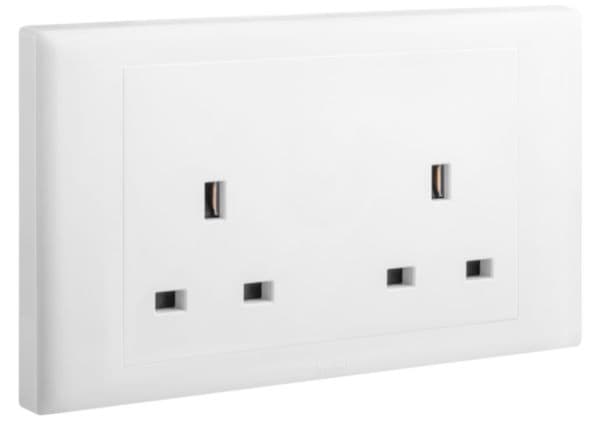 Eloe - 2 gang British Standard 13A unswitched socket - White