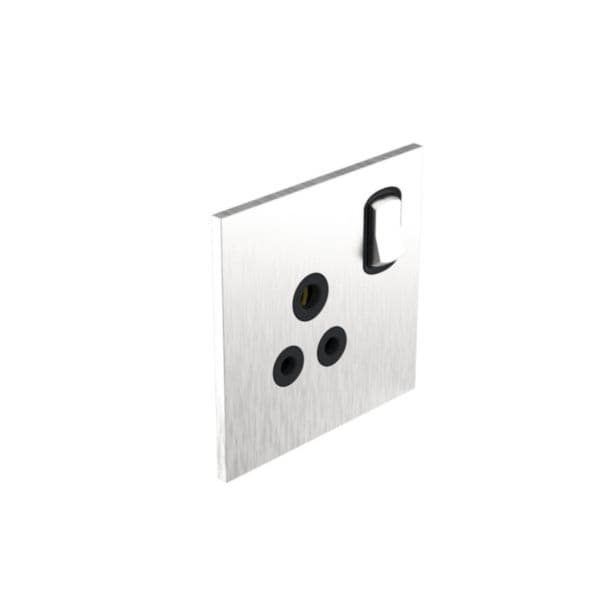 Art d'Arnould - 1 gang British Standard socket outlet 5A single pole switched Epure - Brushed Steel