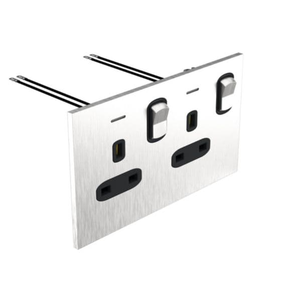 Art d'Arnould - 2 gang British Standard socket 13A-250V double pole switch with power indicator Epur