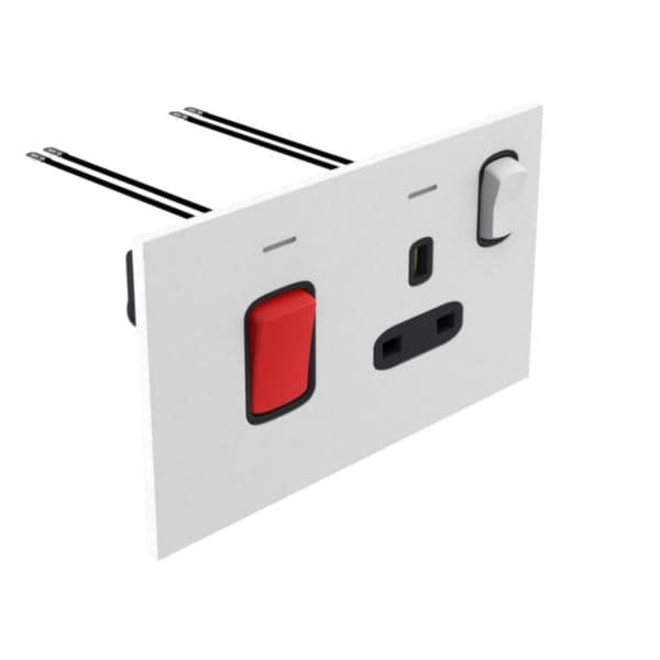 Art d'Arnould - 2 gang cook control unit 45A double pole switch + 13a double pole switch socket w/ p