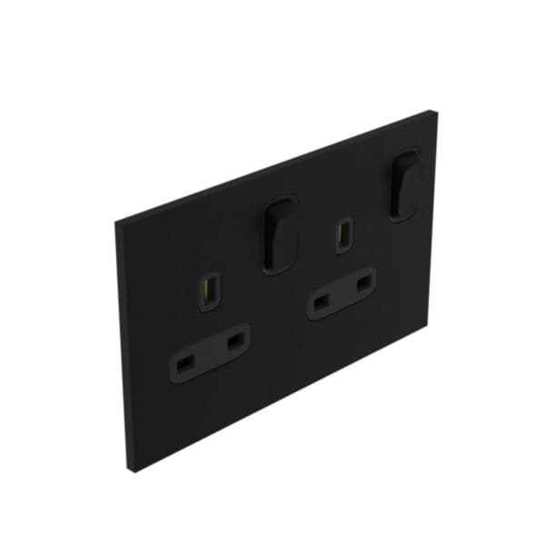 Art d'Arnould - 2 gang British Standard socket outlet 13 A-250V single pole switched Epure - Matt Bl