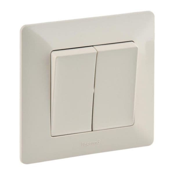 Valena Life - 2-gang one-way switch ivory - Flush-mounted 2-rocker AC switch - 250V 10AX IP20 thermo