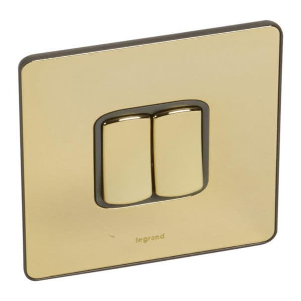 Synergy™ Sleek - 2 gang 2-way switch - 10AX - Glossy Gold