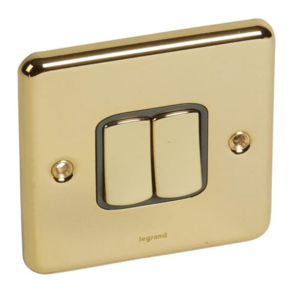 Synergy™ Authentic - 2 gang 2-way switch - 10AX - Glossy Gold