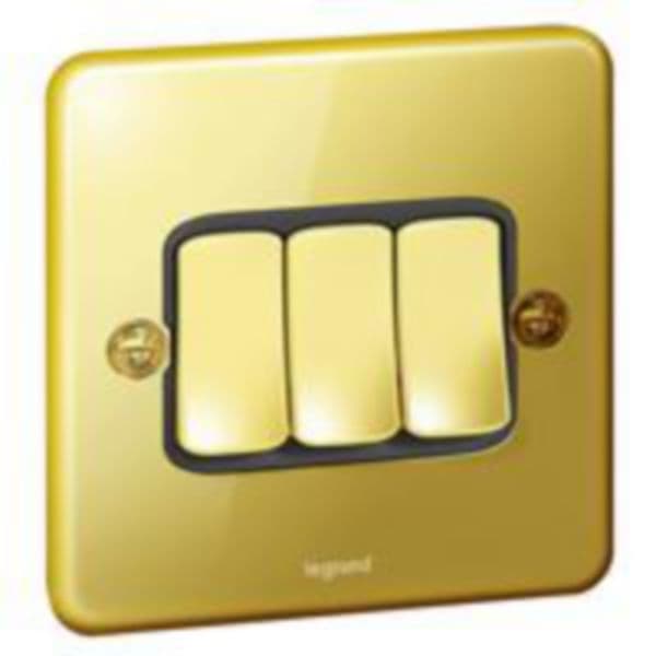 Synergy™ Authentic - 3 gang 2-way switch - 10AX - Glossy Gold