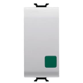 PUSH-BUTTON 1P 250V ac - NO+NC 16A - START - GREEN LENS - 1 MODULE - SATIN WHITE - CHORUSMART