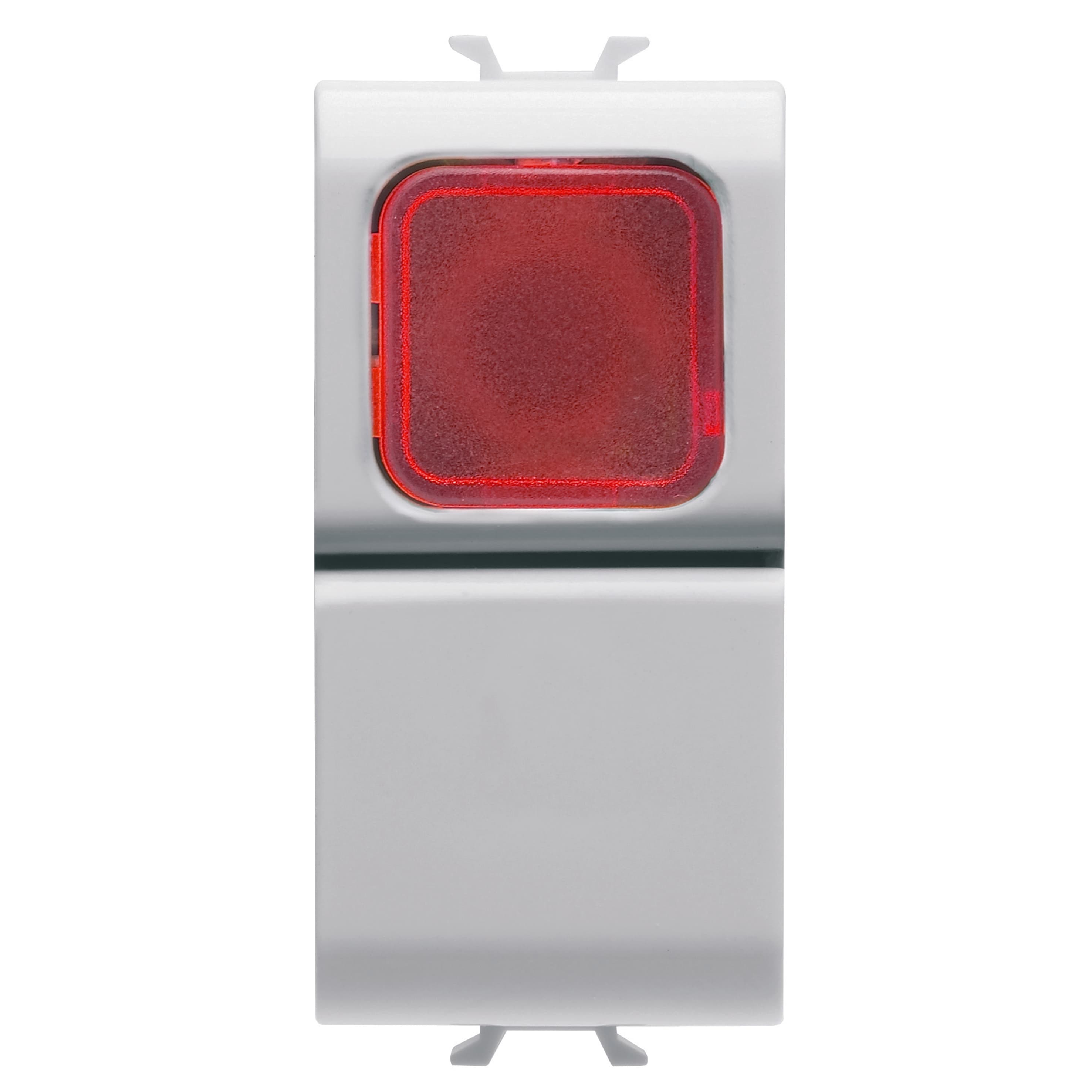PUSH-BUTTON 1P 250V ac - NO 16A - RED DIFFUSER - 1 MODULE - GLOSSY WHITE - CHORUSMART