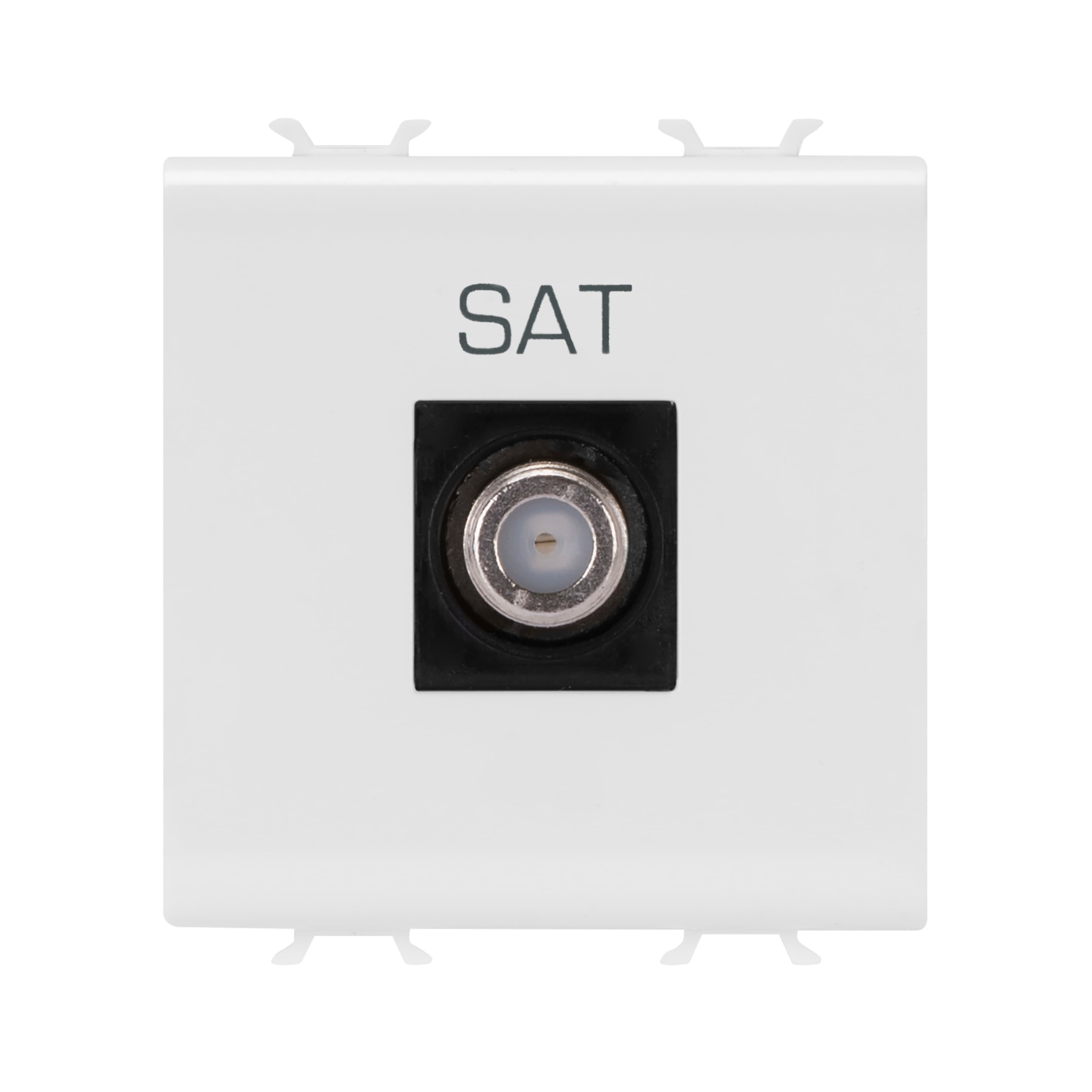 COAXIAL TV SOCKET-OUTLET, CLASS A SHIELDING - FEMALE F CONNECTOR - DIRECT - 2 MODULES - SATIN WHITE 