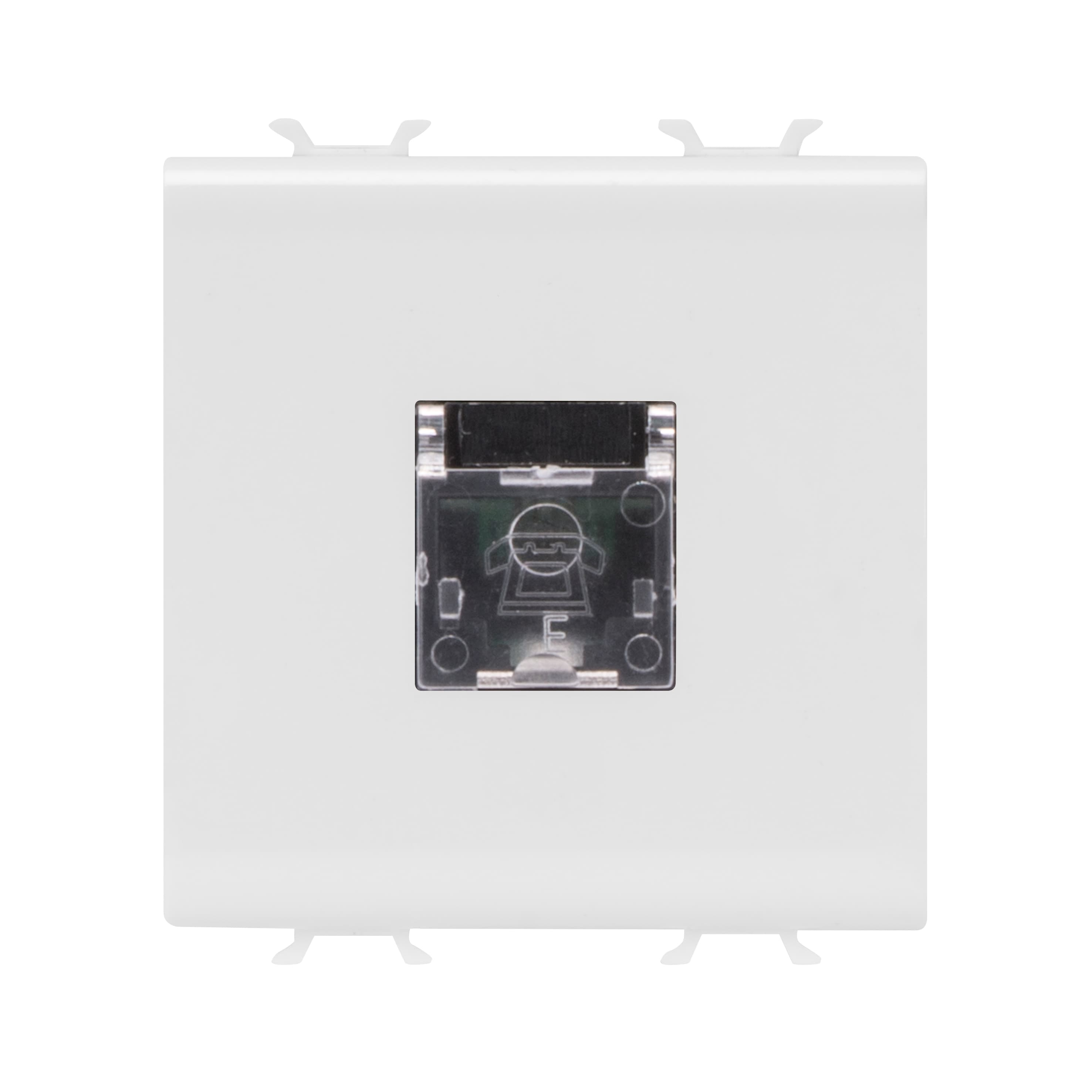 INTERNATIONAL STANDARD TELEPHONE SOCKET - RJ11 - SCREW-ON TERMINALS - 2 MODULES - SATIN WHITE - CHOR