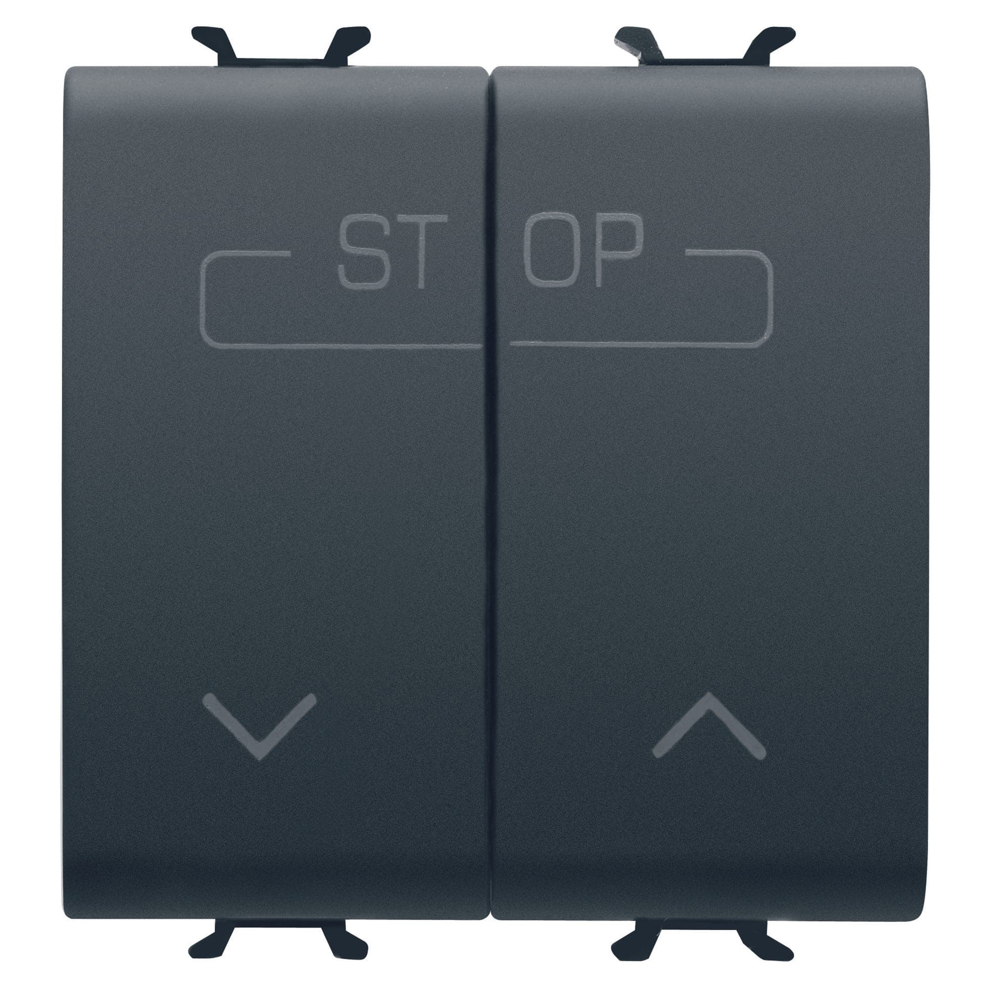 TWIN PUSH-BUTTON 250V ac - QUICK WIRING TERMINALS - 1P NO 16A - SYMBOL UP-DOWN-STOP - 2 MODULES - SA