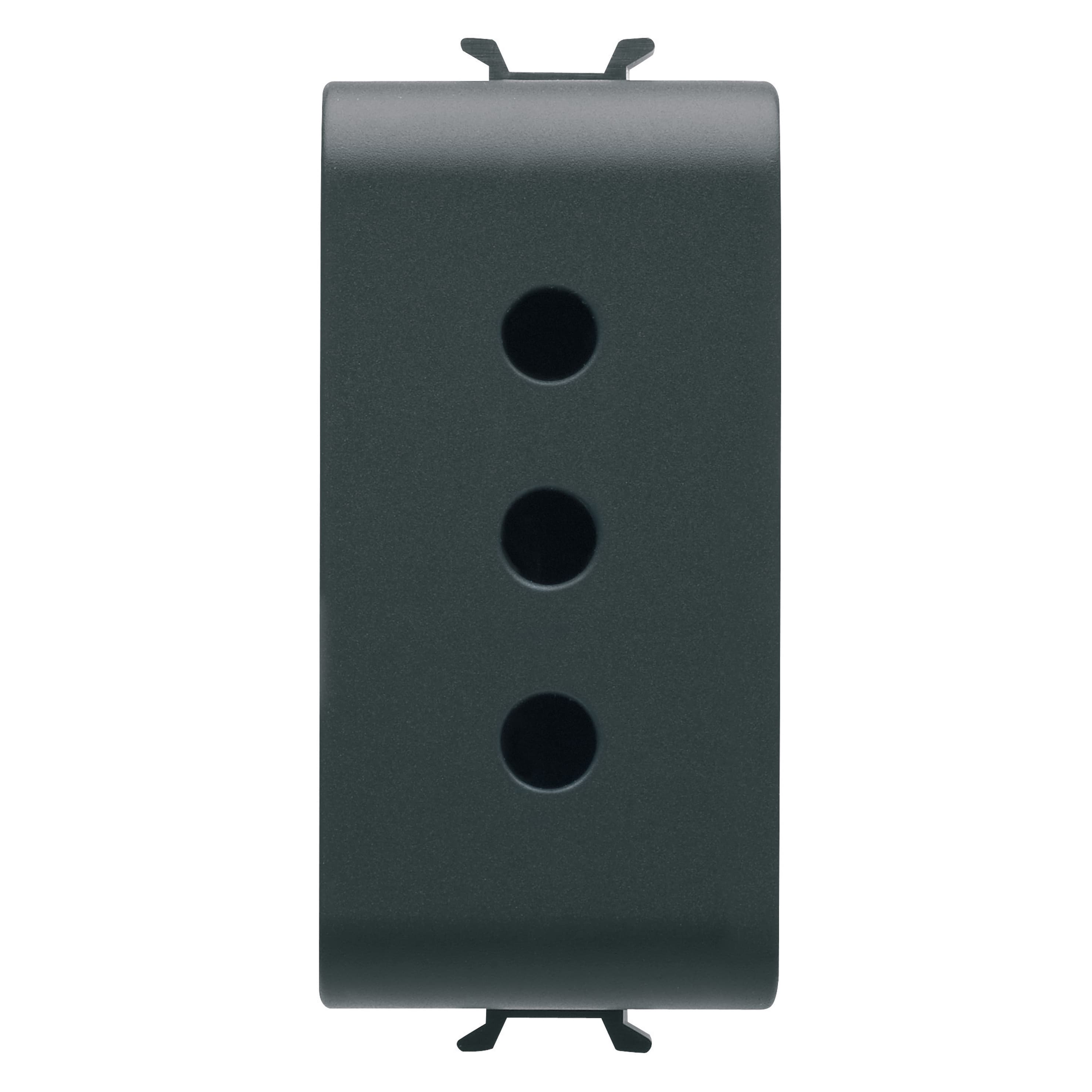 ITALIAN STANDARD SOCKET-OUTLET 250V ac - 2P+E 10A - P11 - 1 MODULE - SATIN BLACK - CHORUSMART