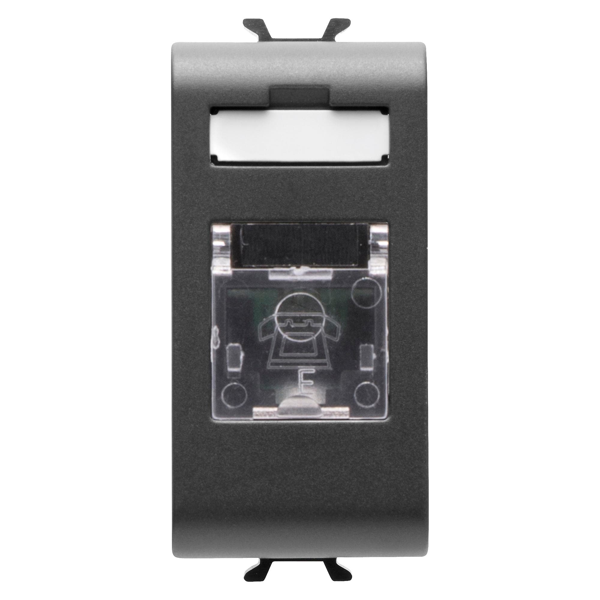 INTERNATIONAL STANDARD TELEPHONE SOCKET - RJ11 - SCREW-ON TERMINALS - 1 MODULE - SATIN BLACK - CHORU