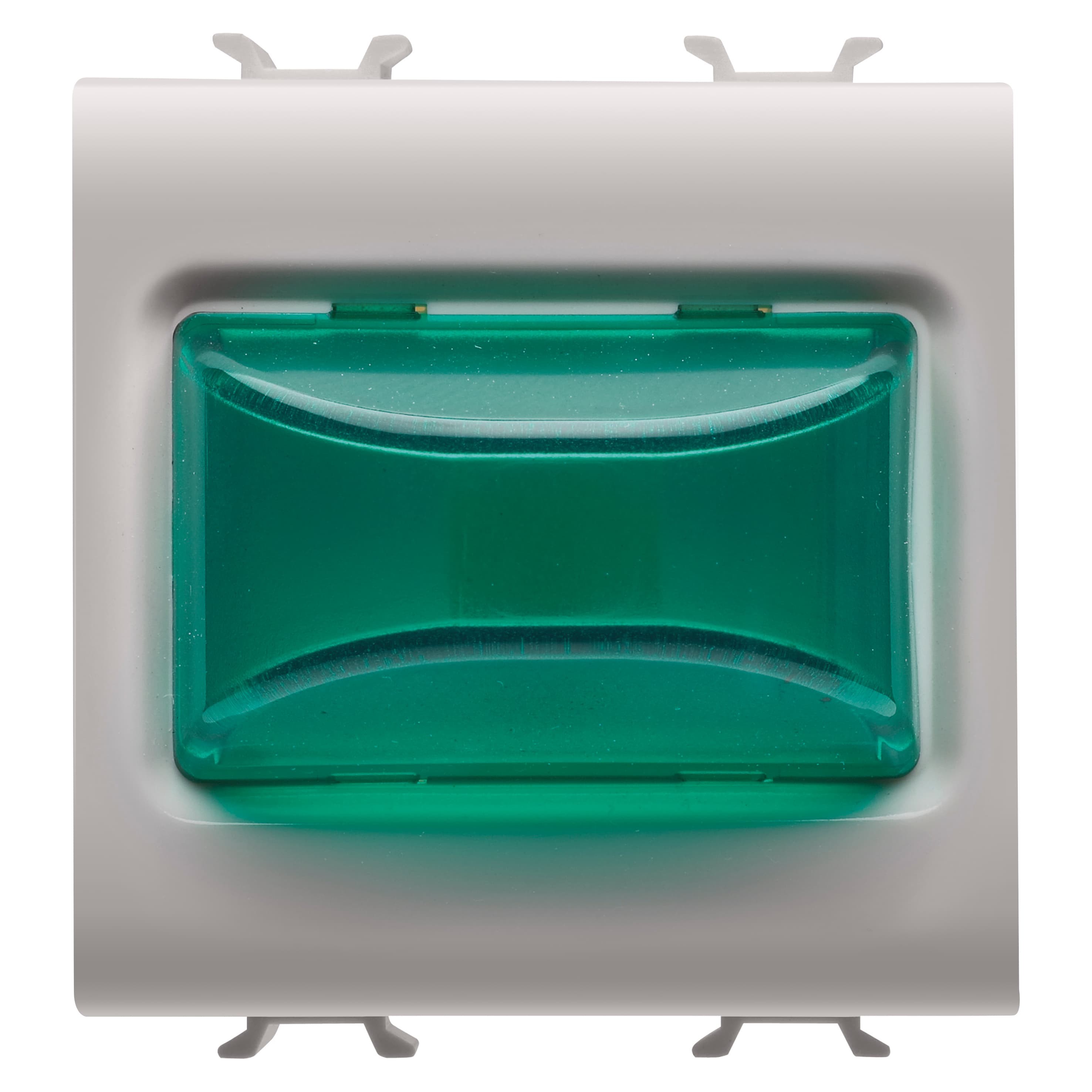 PROTRUDING INDICATOR LAMP - 12V ac/dc / 230V ac 50/60 Hz - GREEN - 2 MODULES - NATURAL SATIN BEIGE -