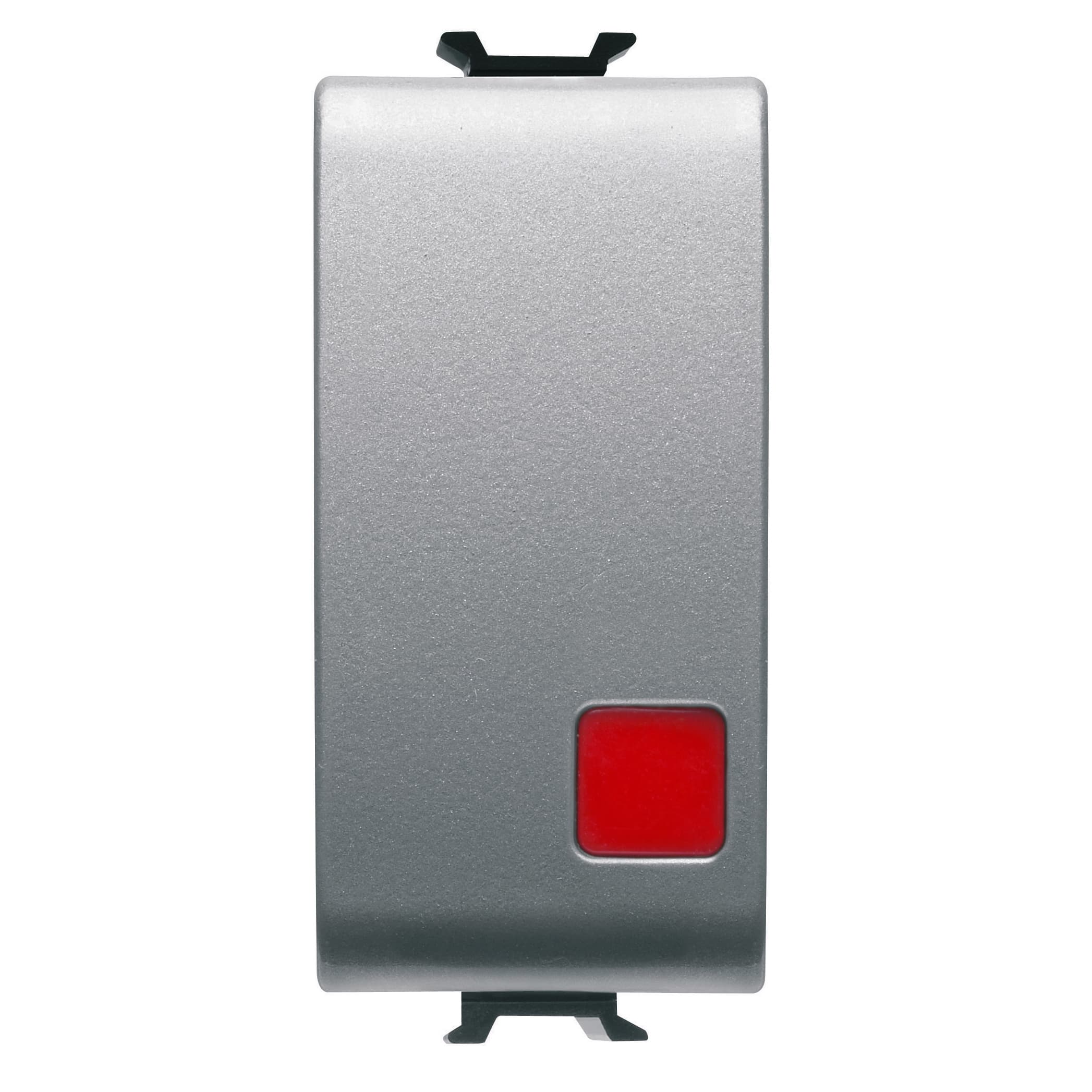PUSH-BUTTON 1P 250V ac - NC+NO 16A - STOP - RED LENS - 1 MODULE - TITANIUM - CHORUSMART