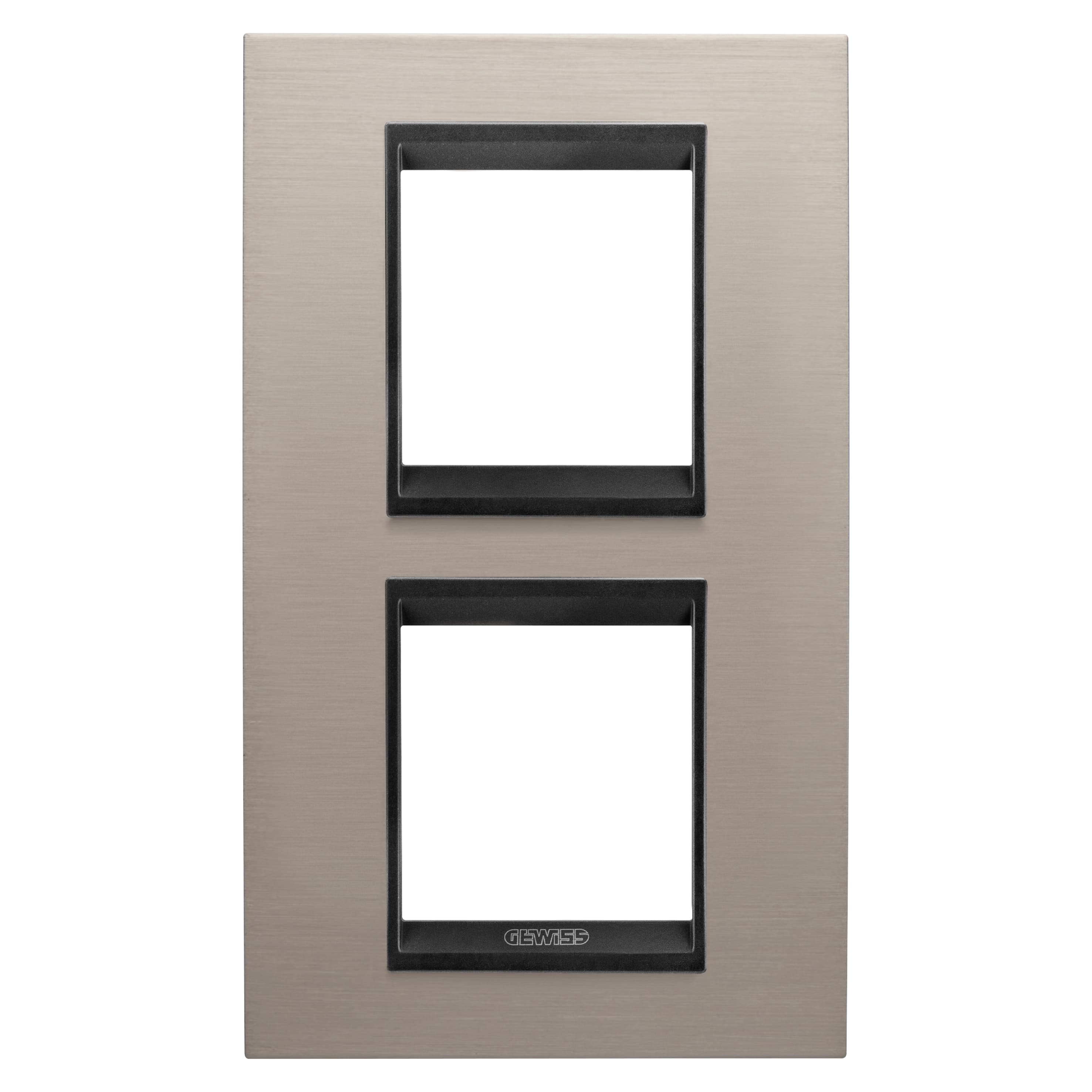 LUX INTERNATIONAL PLATE - IN METAL - 2+2 MODULES VERTICAL - BRUSHED ALUMINIUM LAVY - INNER FRAME MAT