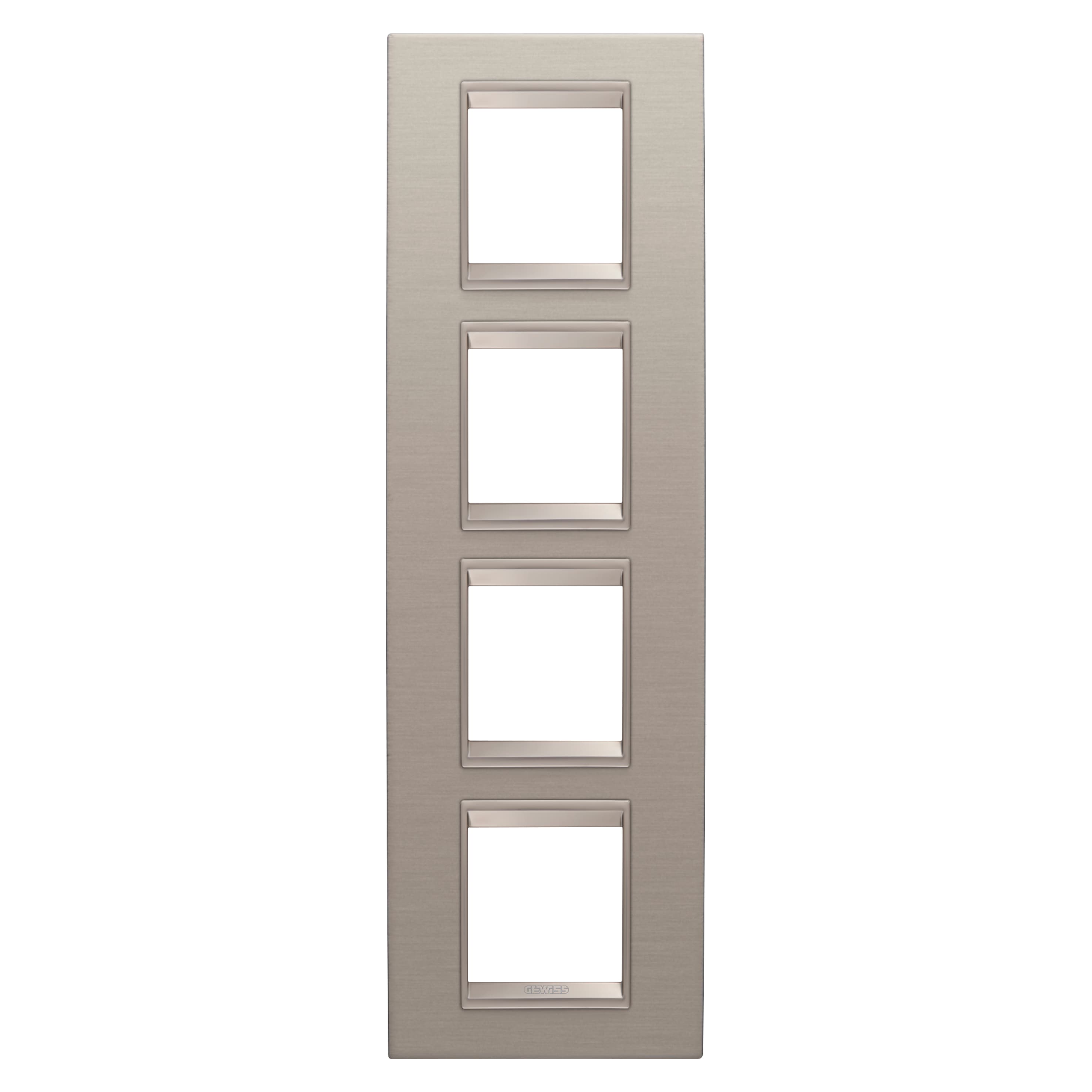 LUX INTERNATIONAL PLATE - IN METAL - 2+2+2+2 MODULES VERTICAL - BRUSHED ALUMINIUM - INNER FRAME MATT