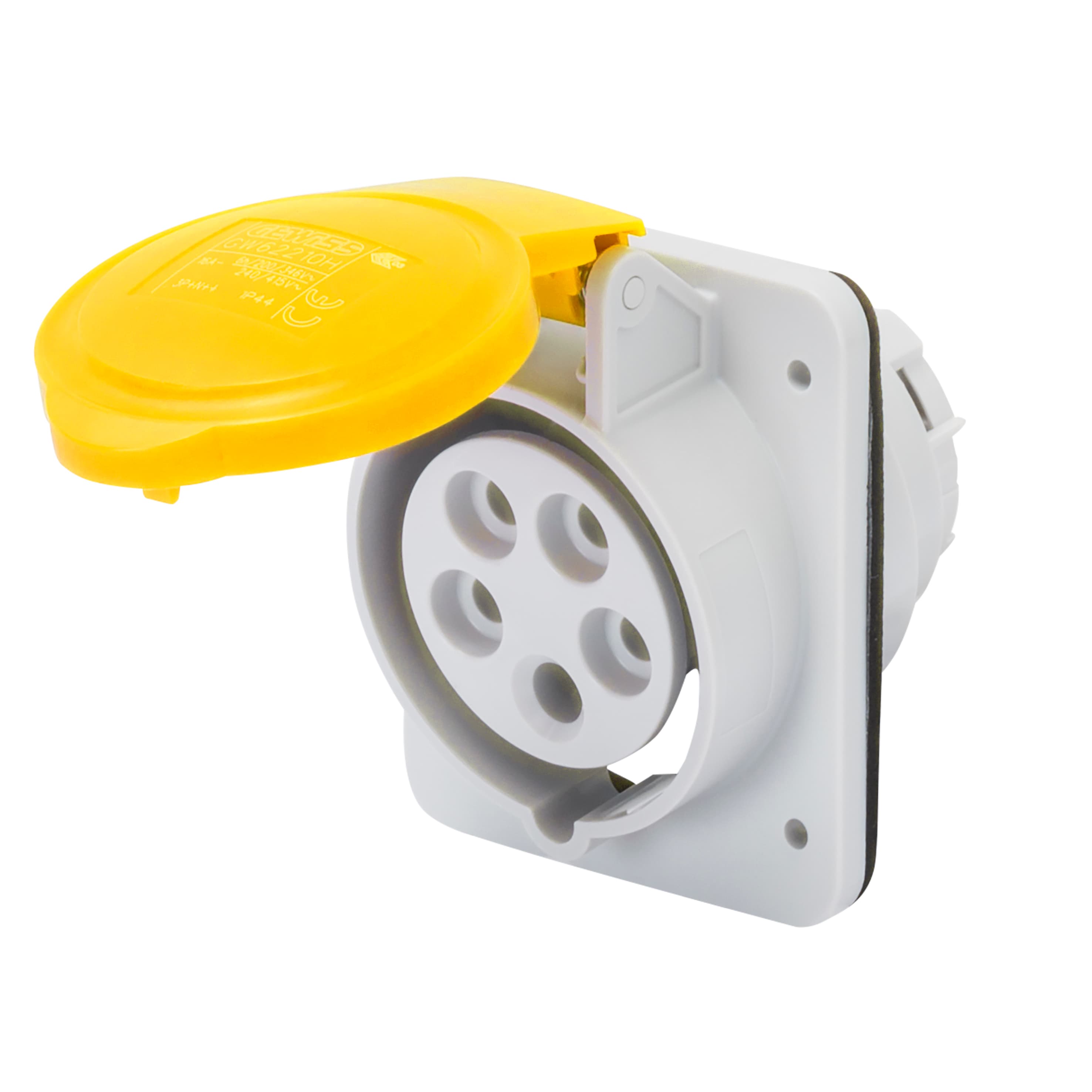 10° ANGLED FLUSH-MOUNTING SOCKET-OUTLET HP - IP44/IP54 - 3P+N+E 16A 100-130V 50/60HZ - YELLOW - 4H -