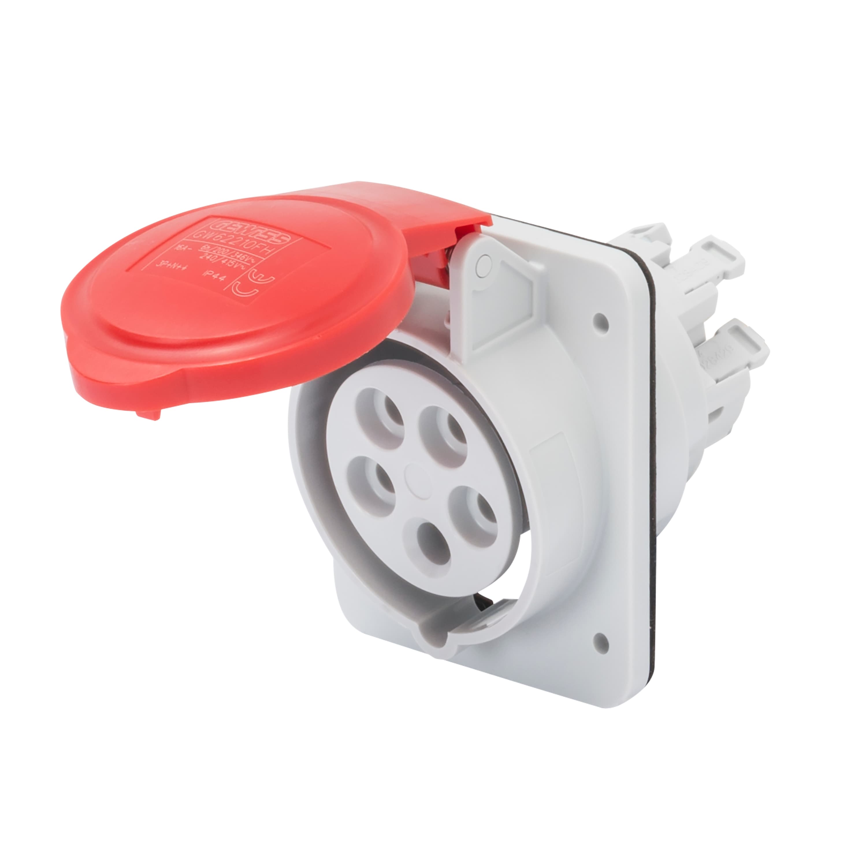 10° ANGLED FLUSH-MOUNTING SOCKET-OUTLET HP - IP44/IP54 - 2P+E 32A 380-415V 50/60HZ - RED - 9H - FAST