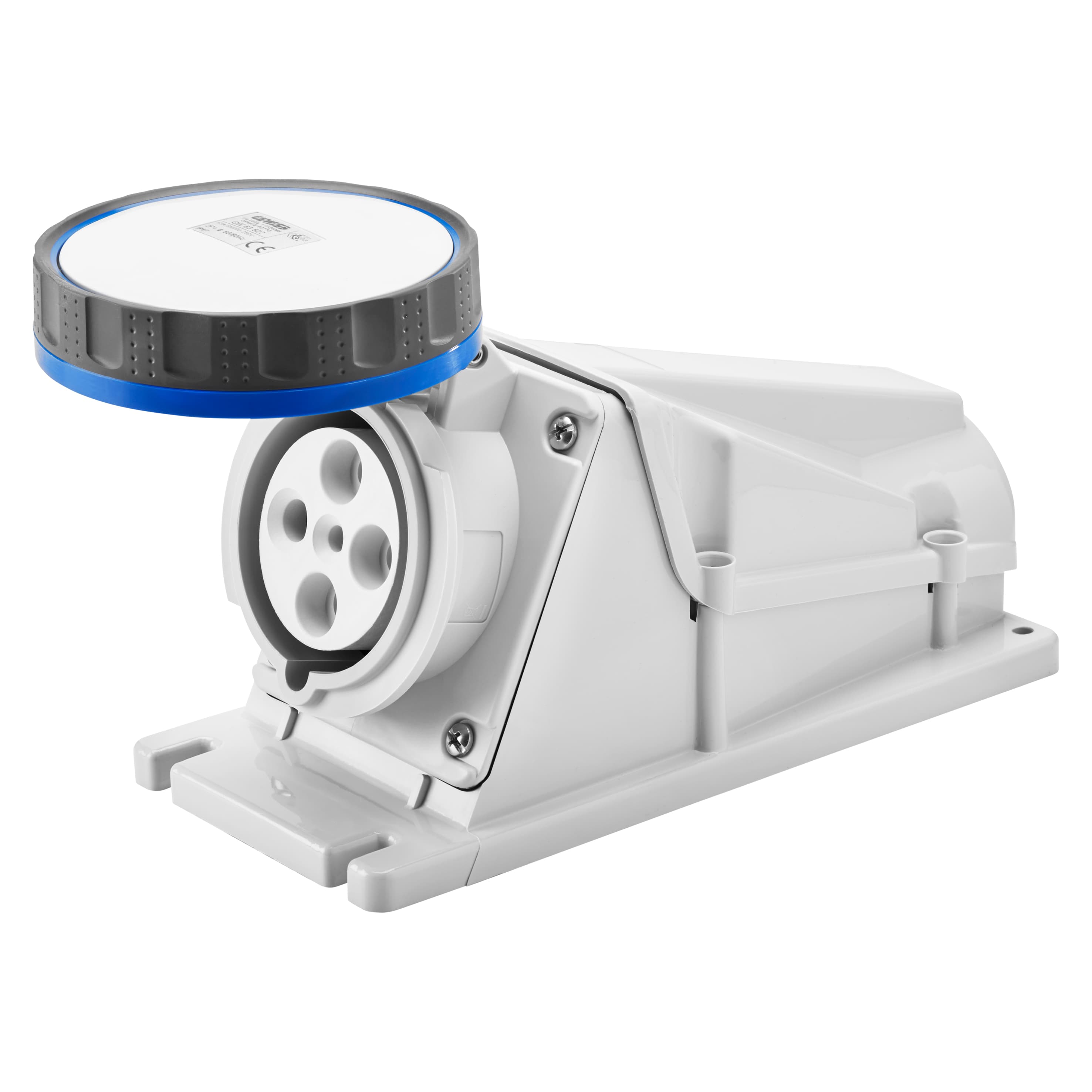 90° ANGLED SURFACE-MOUNTING SOCKET-OUTLET - IP67 - 3P+E 125A 200-250V 50/60HZ - BLUE - 9H - SCREW WI
