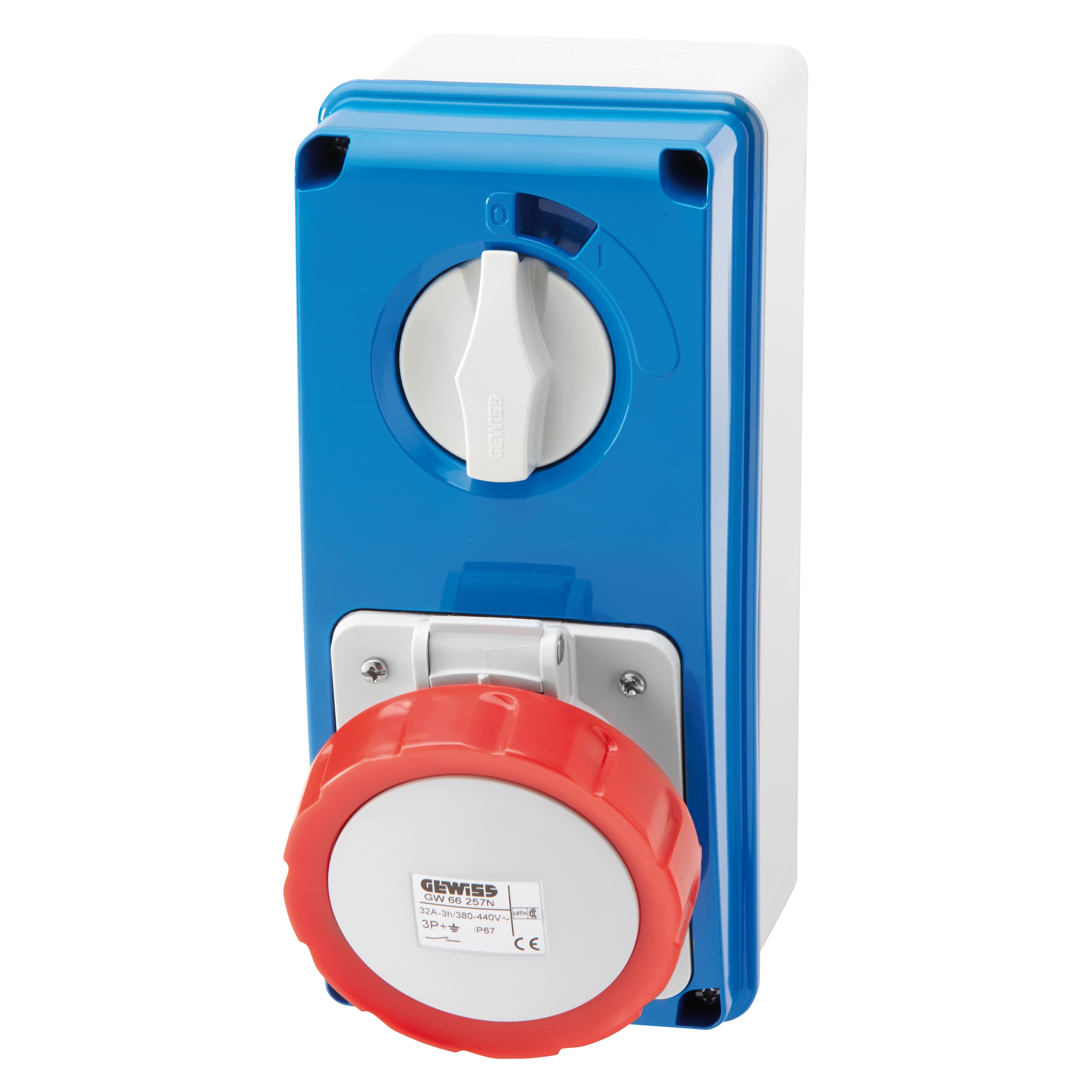 VERTICAL FIXED INTERLOCKED SOCKET OUTLET - WITH BOTTOM - WITHOUT FUSE-HOLDER BASE - 2P+E 32A 380-415