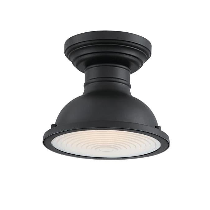 Orson 9-Inch One-Light Outdoor Semi-Flush Mount Ceiling Fixture, Textured Black Finish