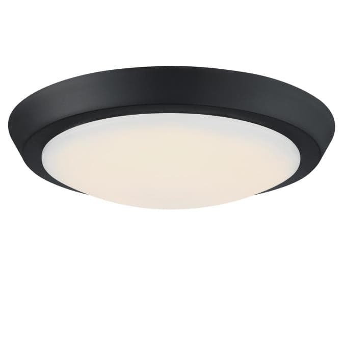 11-Inch 20-Watt LED Indoor Flush Mount Ceiling Fixture, Matte Black Finish, Acrylic Shade