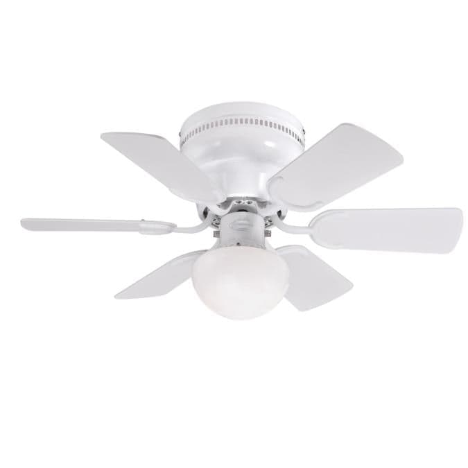 Petite 30-Inch Six-Blade Indoor Ceiling Fan, White Finish with LED Light Fixture