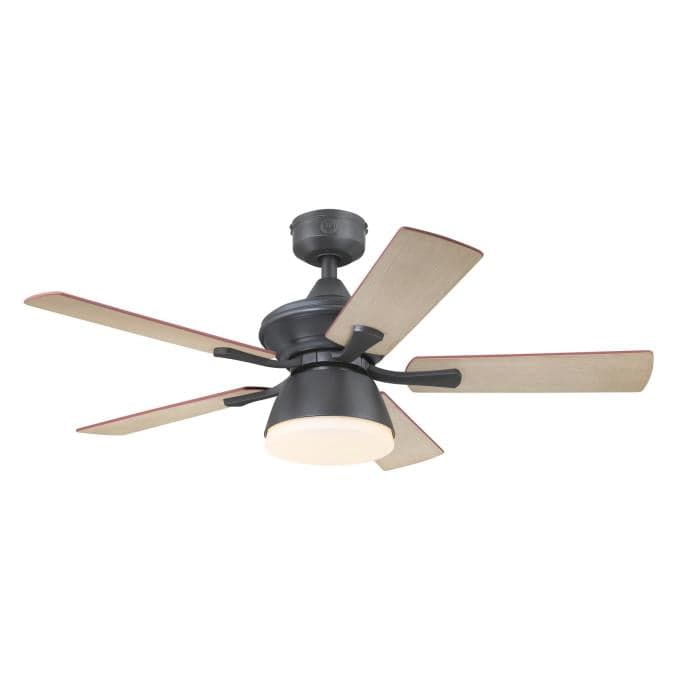 Nevada 42-Inch Indoor/Outdoor Ceiling Fan with Dimmable LED Light Fixture, Iron Finish