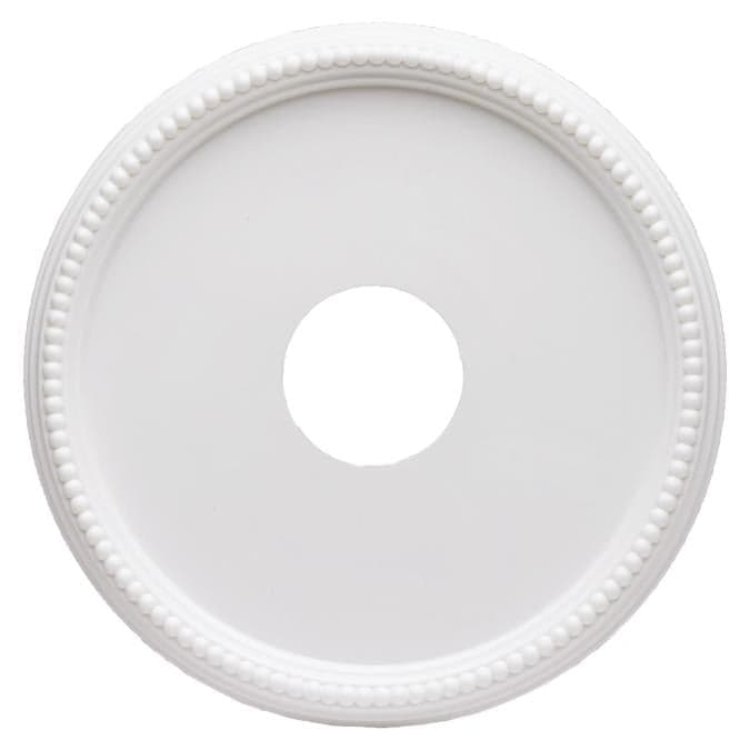 16-Inch Round Beaded Plastic Medallion, White Finish