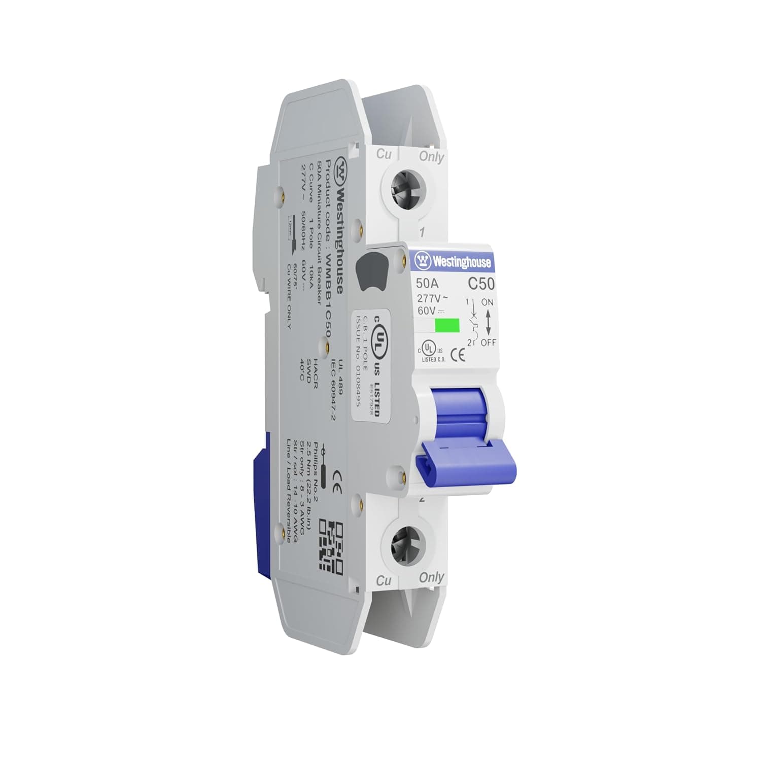 50A 1 Pole Miniature Circuit Breaker C Curve