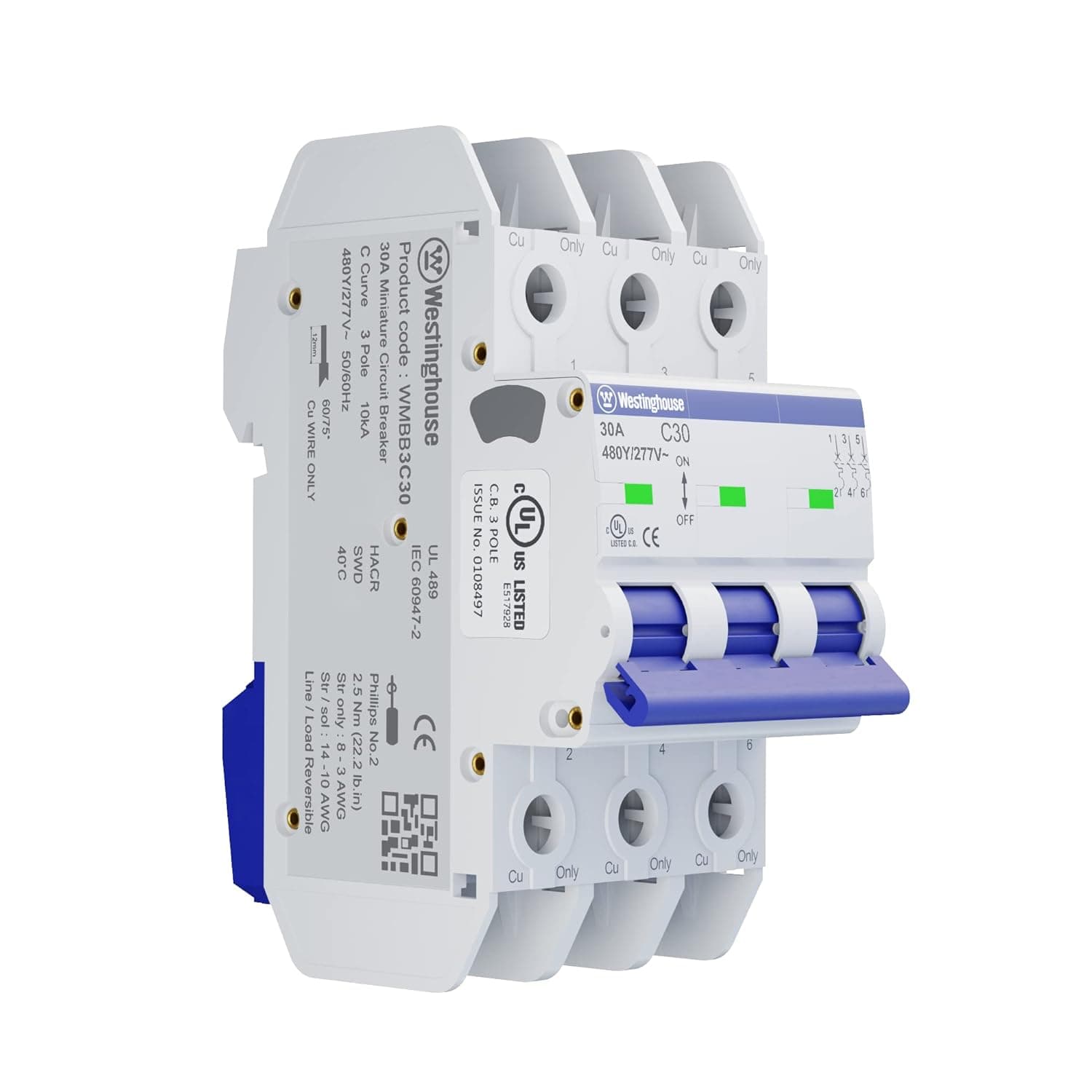 30A 3 Pole Miniature Circuit Breaker C Curve