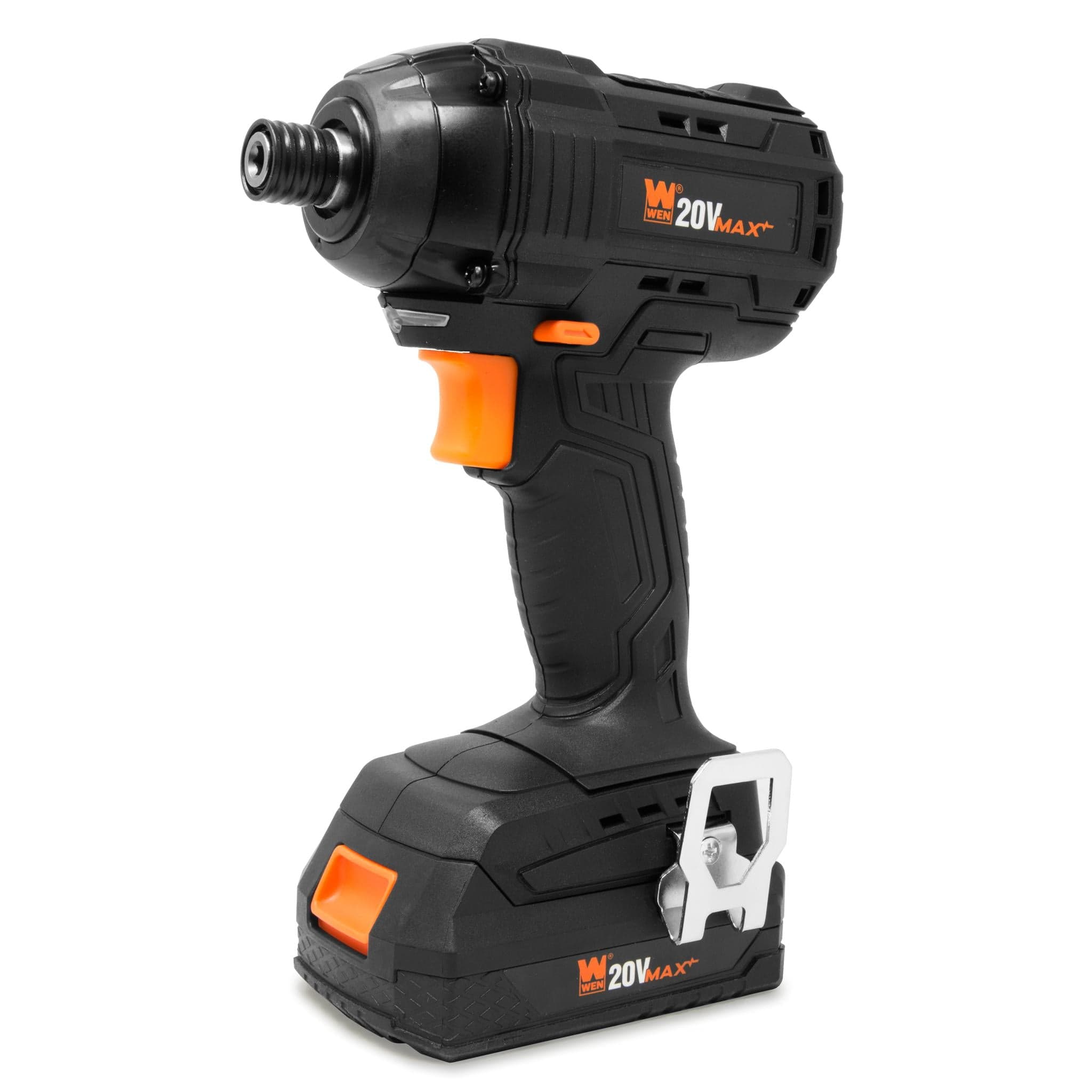 WEN 20135 20V MAX Lithium-Ion 1/4-Inch Brushless Cordless Impact Driver w/ 2.0 Ah Battery and