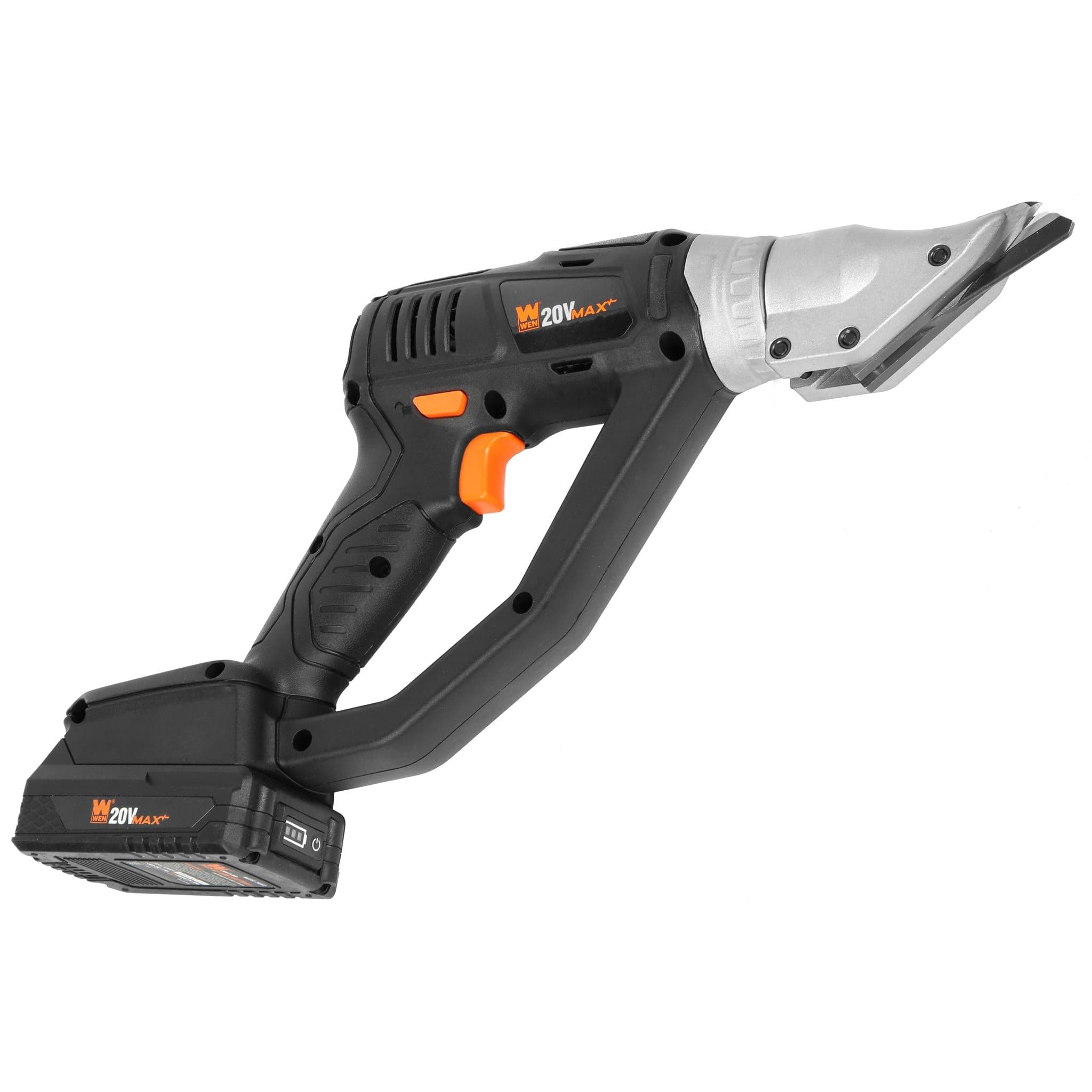 WEN 20314 20V Max Cordless Variable Speed Swivel Head Electric Metal Shear with 2Ah Lithium Ion