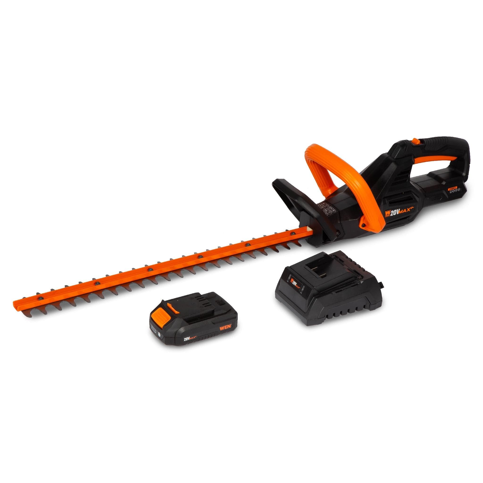 WEN 20815 20V Max Cordless 20-Inch Hedge Trimmer with 2Ah Battery and Charger