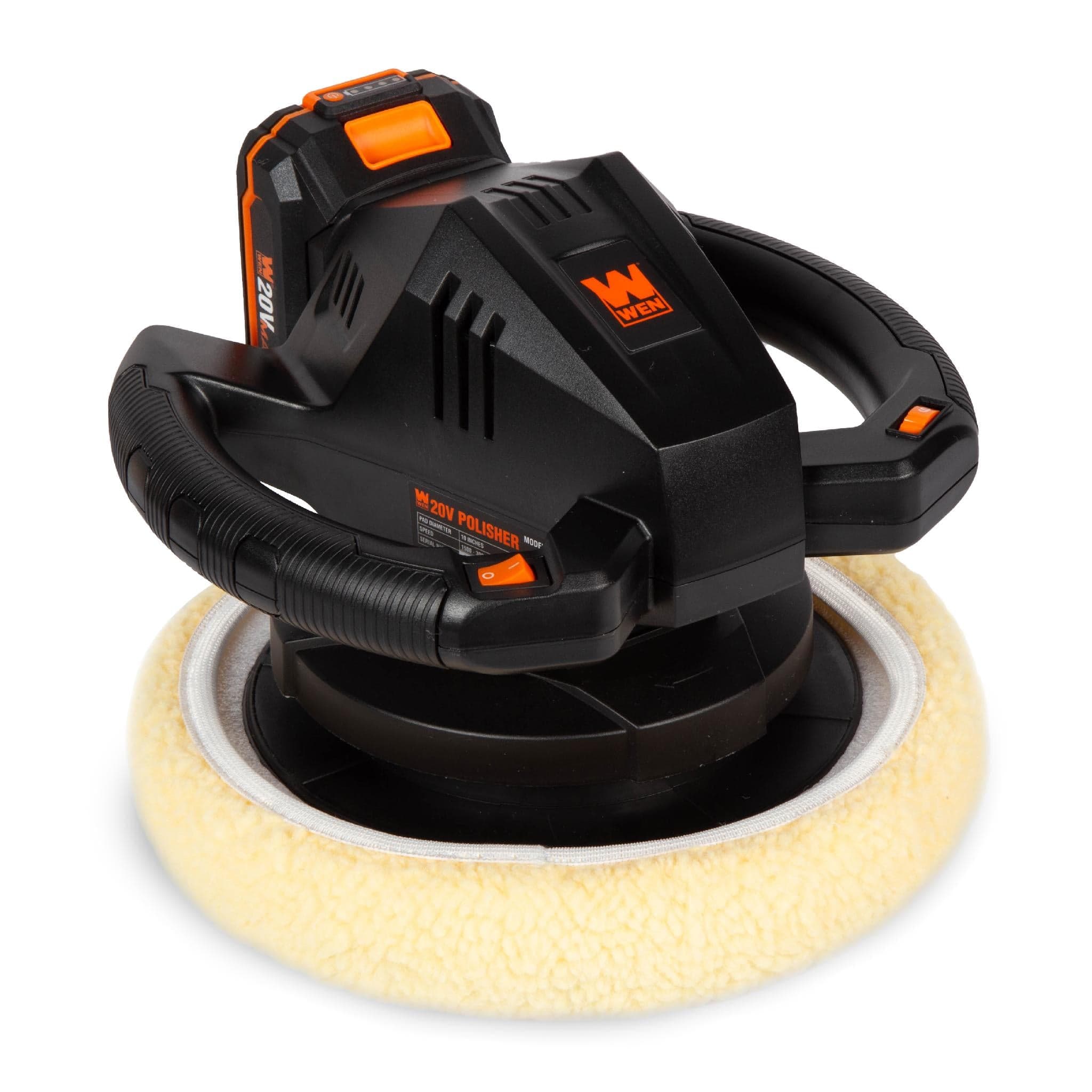 WEN 20870 20V Max Cordless 10-Inch Random Orbital Polisher and Waxer Kit with 2Ah Battery, Charger