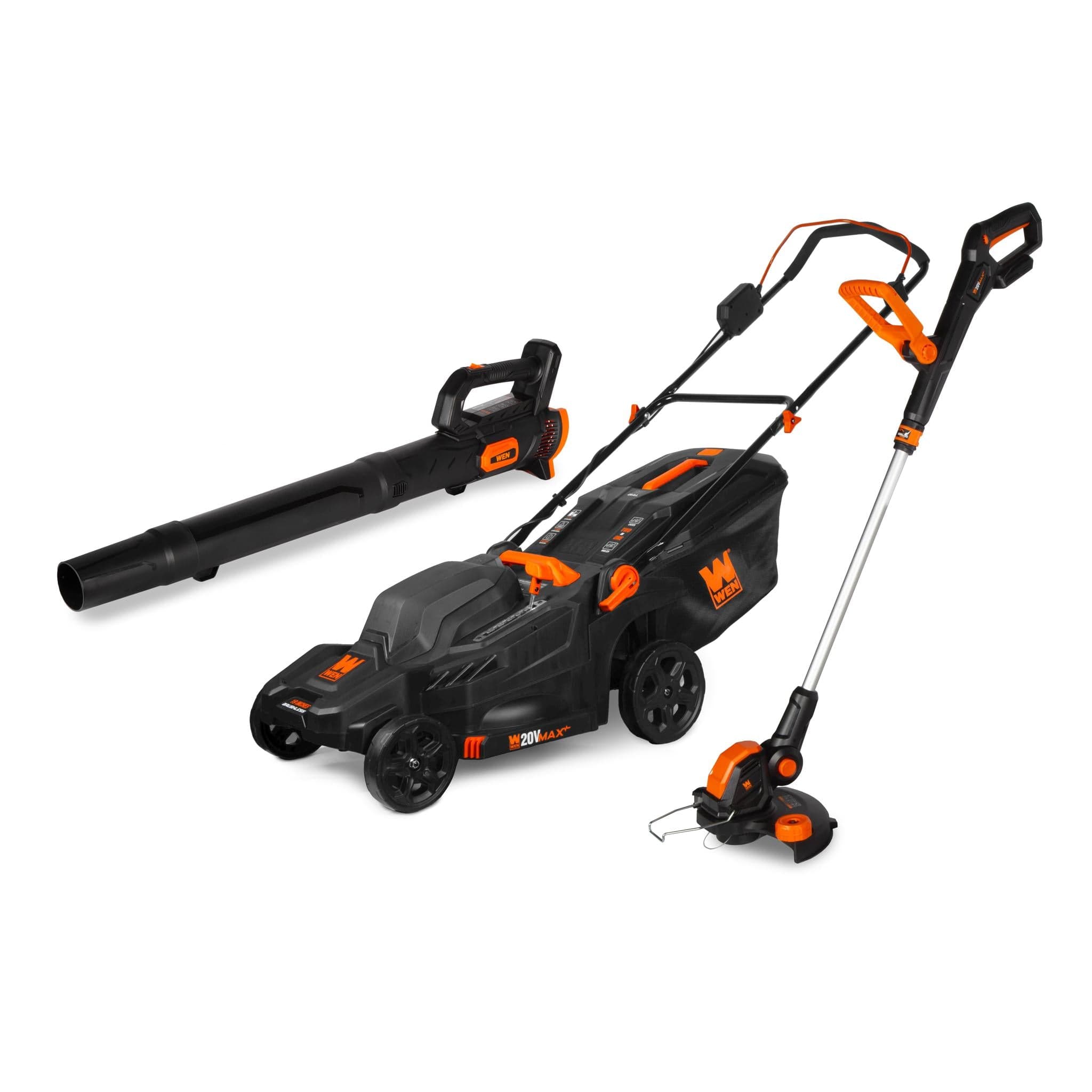 WEN 20VK3TBM 20V Max Cordless 19-Inch Lawn Mower, String Trimmer