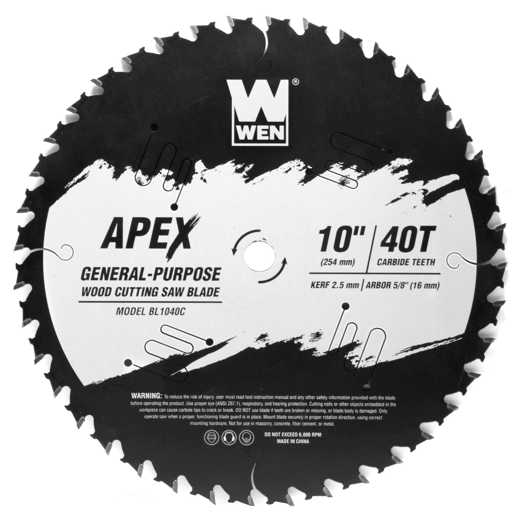 WEN BL1040C Apex 10-Inch 40-Tooth Carbide-Tipped General-Purpose Industrial-Grade Woodworking Saw