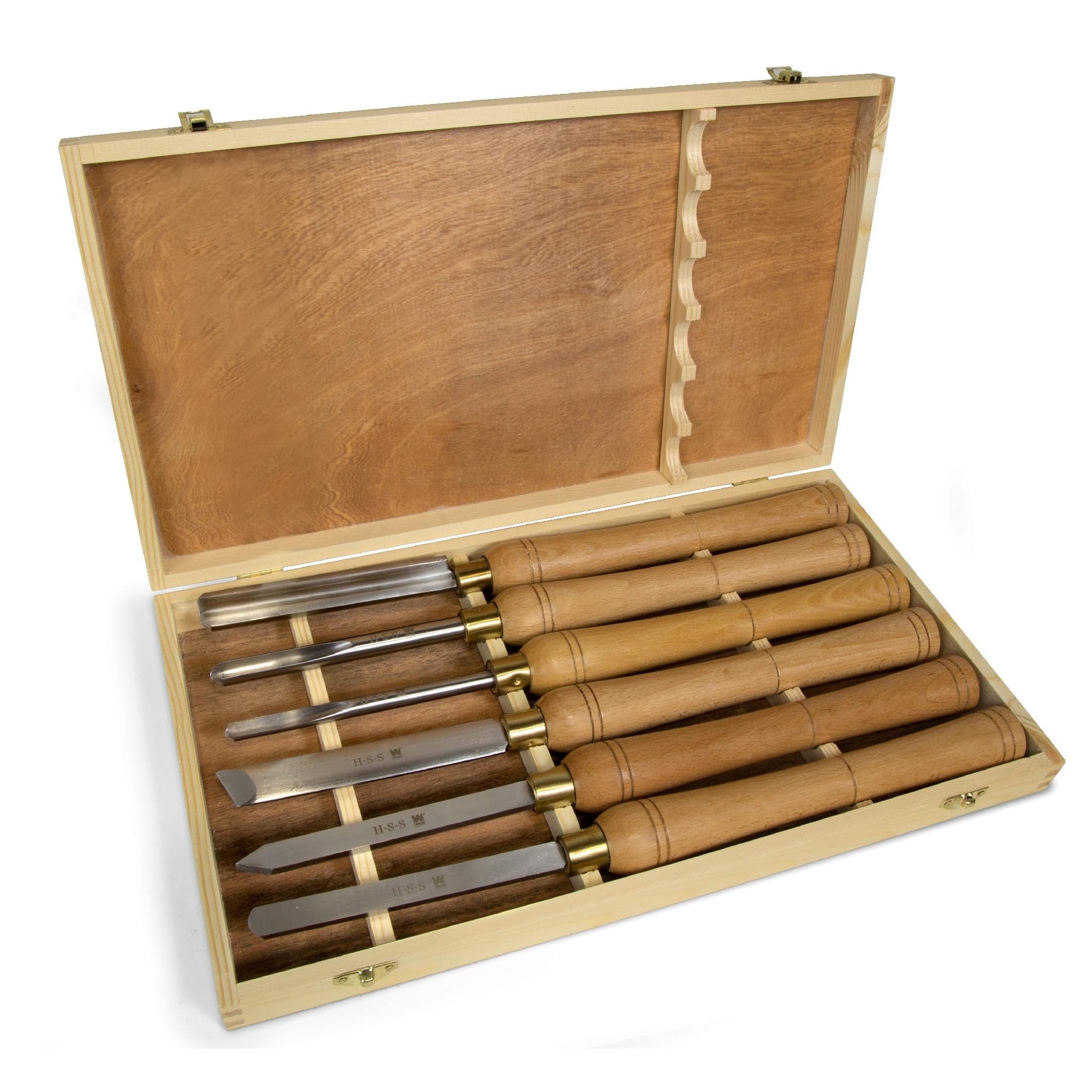 WEN CH10 6-Piece Artisan Chisel Set with 6-Inch High-Speed Steel Blades and 10-Inch England Beech
