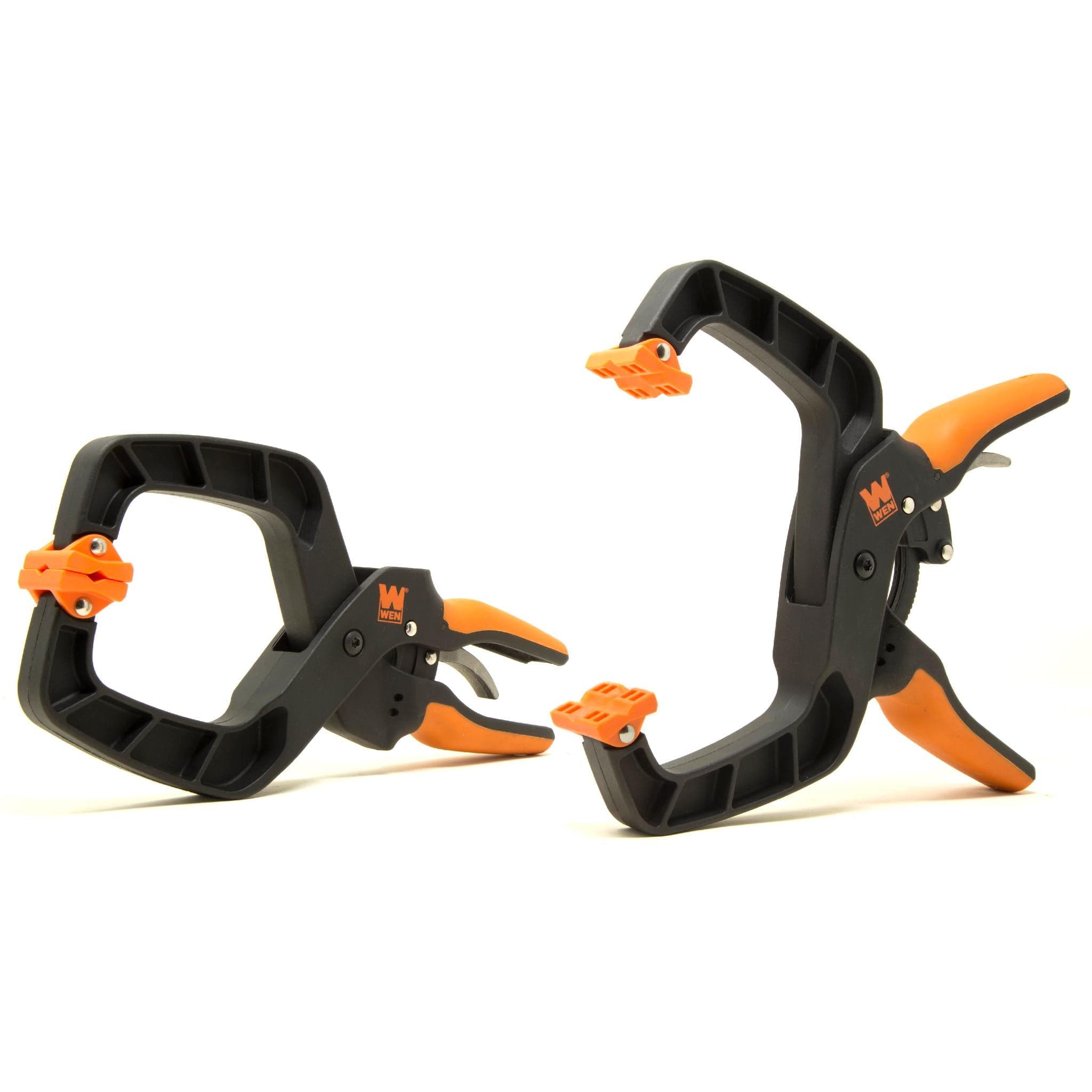 WEN CLH435 Quick-Release Ratcheting Hand Clamps with 4-Inch Jaw Opening and 3-Inch Throat, 2 Pack