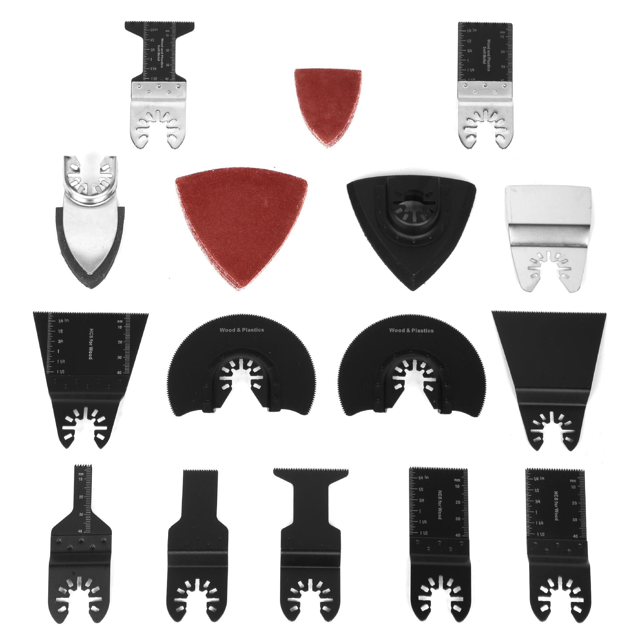 WEN MTB014 34-Piece Oscillating Multi-Tool Accessory Set with HCS Blades, Bi-Metal Blades, Sanders