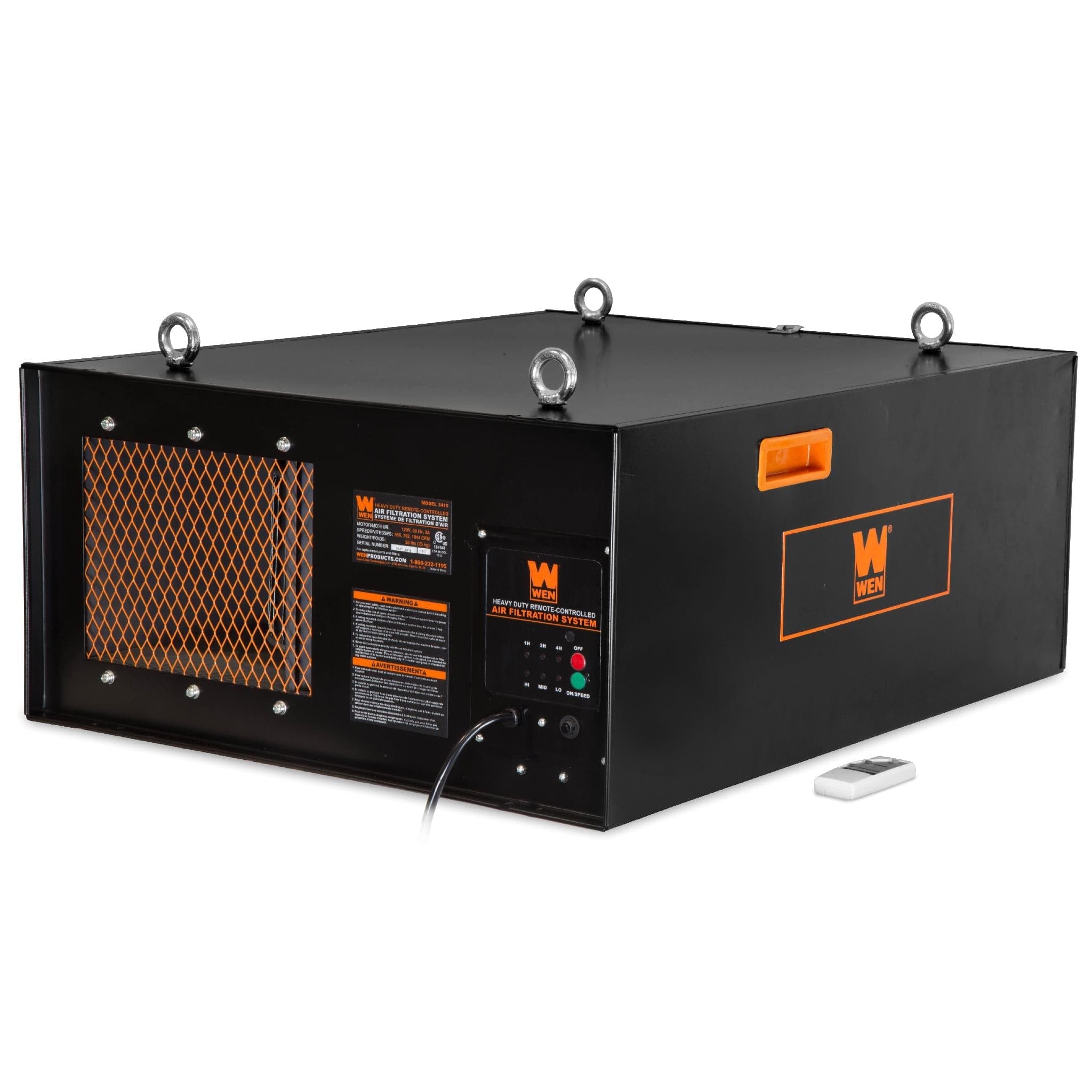 WEN R3415T 3-Speed Remote-Controlled Industrial-Strength Air Filtration System (556/702/1044 CFM)