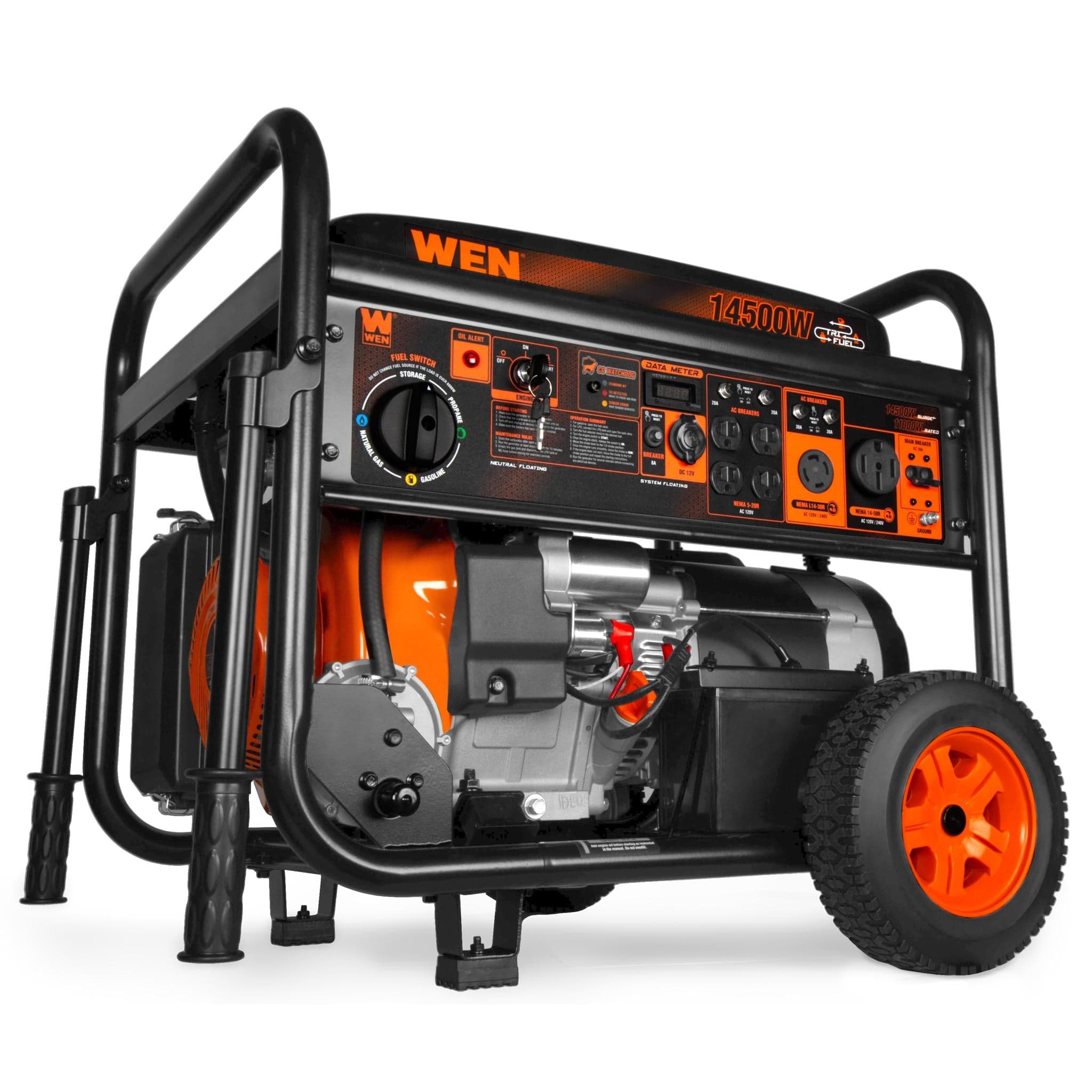 WEN TF1450X 14,500-Watt 120V/240V Tri-Fuel Generator for Gas, Propane, and Natural Gas